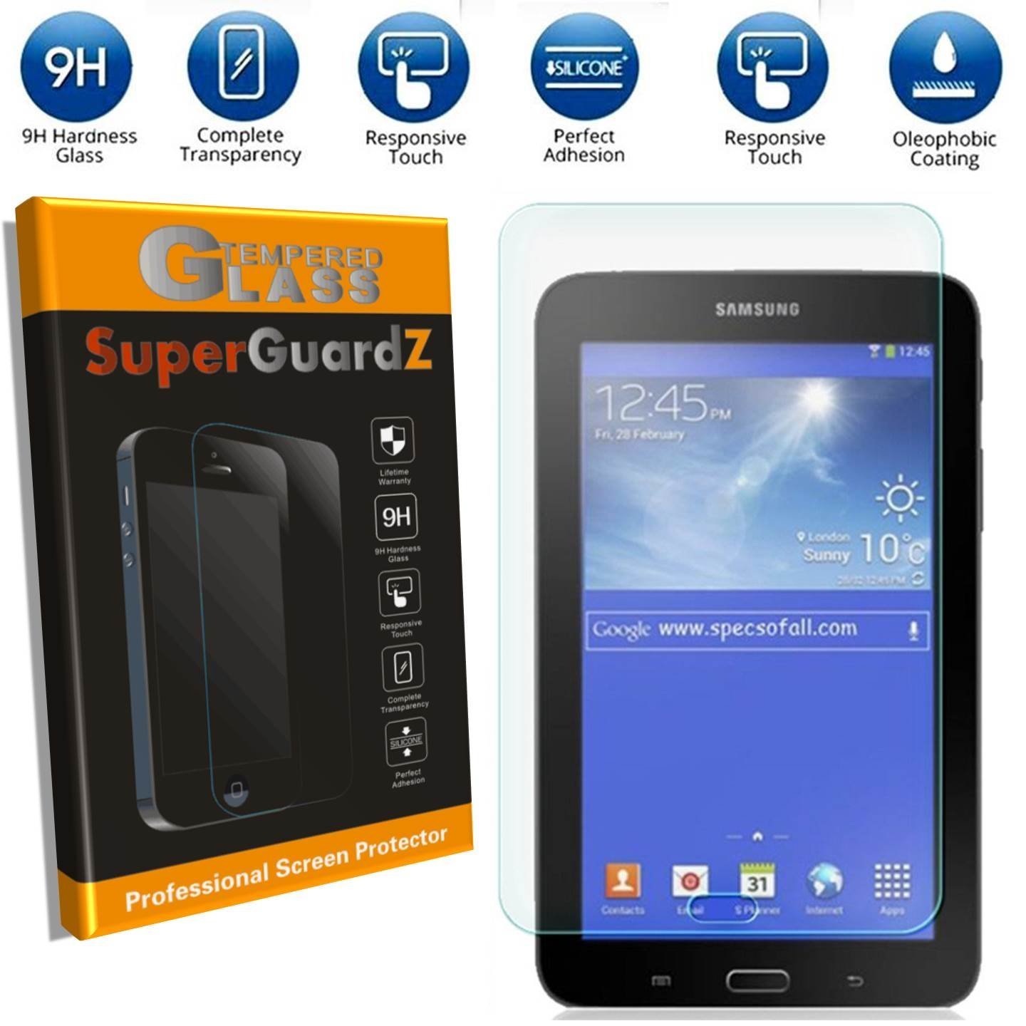 2X SuperGuardZ® Tempered Glass Screen Protector For Samsung Galaxy Tab E Lite 7