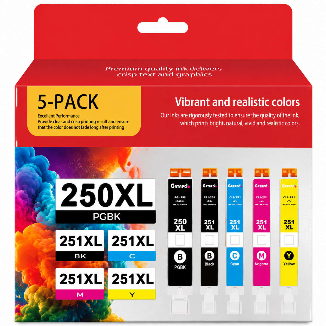 PGI-250XL CLI-251XL Ink Set 5PK  for MG5420 IX6820 IP7220 Printers