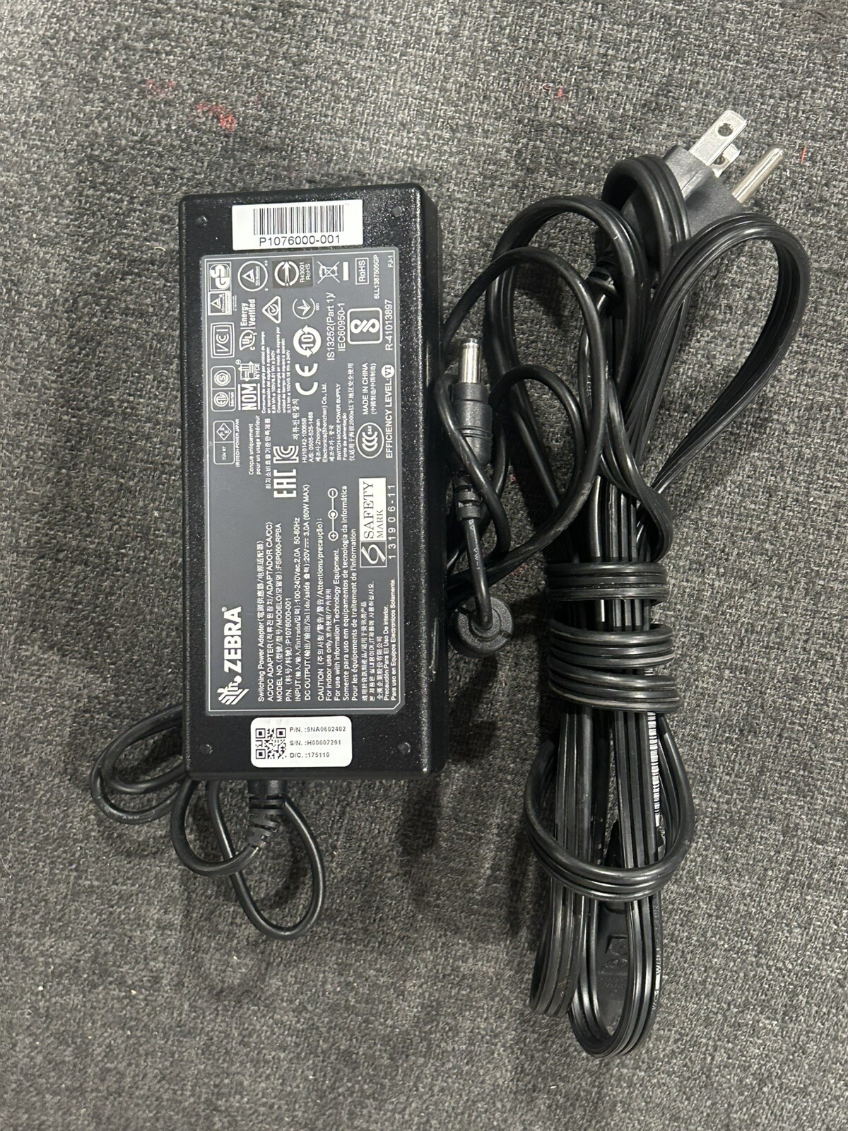 GENUINE Zebra FSP060-RPBA / 60W / 20V 3.0A / Power Adapter w/ Power Cord