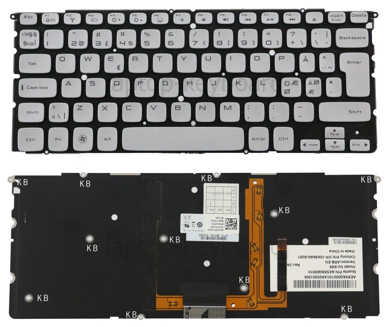 Nordic genuine backlit keyboard DELL XPS 14Z L412Z 15Z L511Z /DE164-NOR
