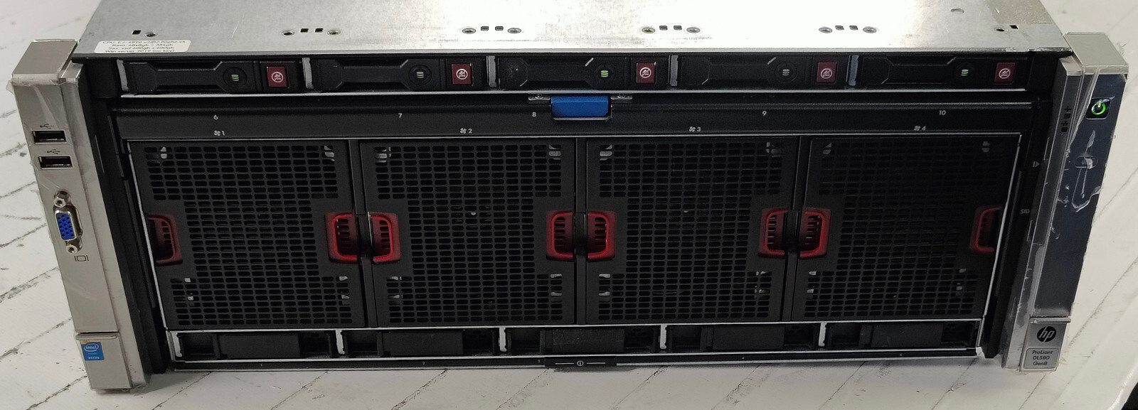 HP DL580 Gen 8 Server w 4x E7-4890 V2 CPU 384Gb RAM 5x 600Gb SSD Win Server 2019
