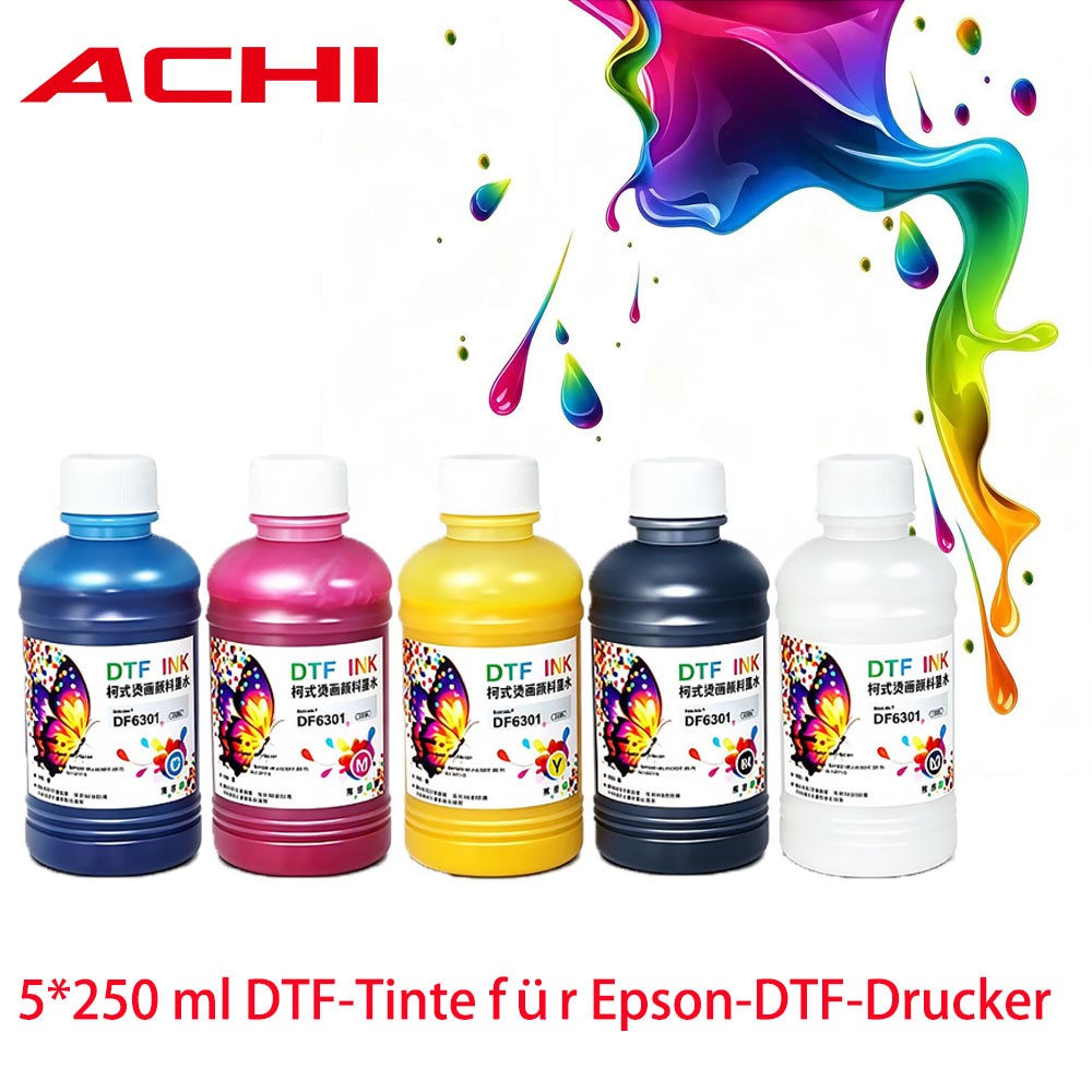 ACHI DTF/UV Ink Available in 5 colors 250ml/500ml for DTF Printer printing CMYKW