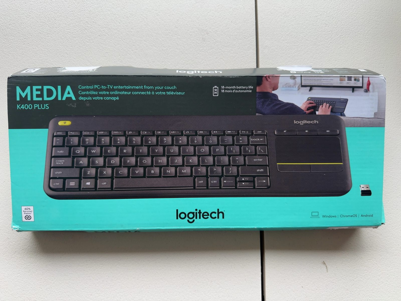 Logitech K400 Plus Wireless Touch TV Keyboard for PC-Connected TV - Black