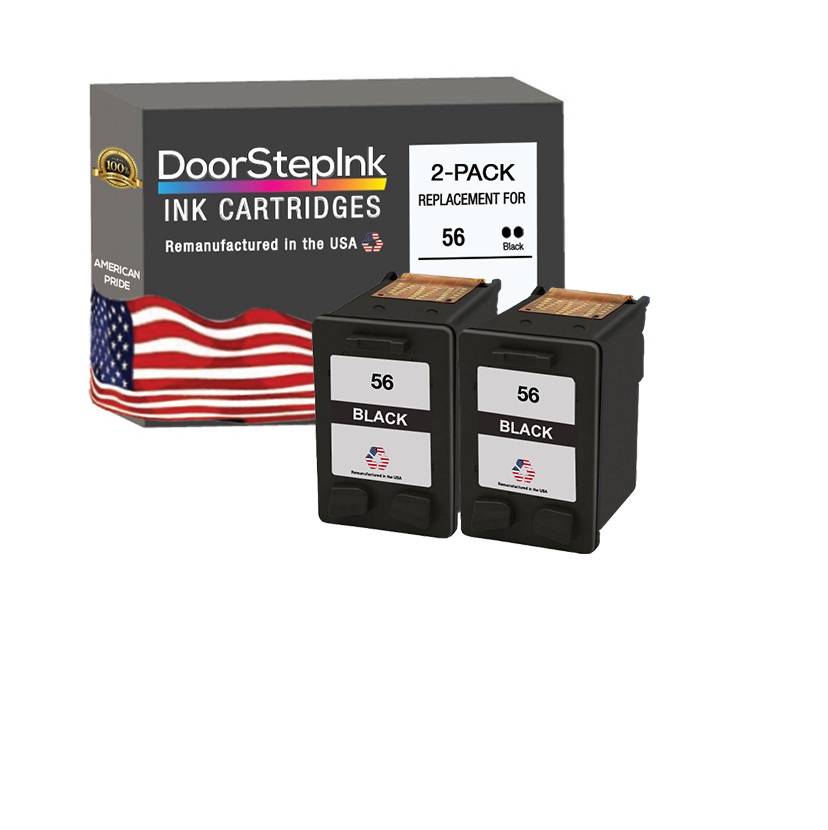DoorStepInk Compatible Ink Cartridges for HP 56 Black 2 PK-USA