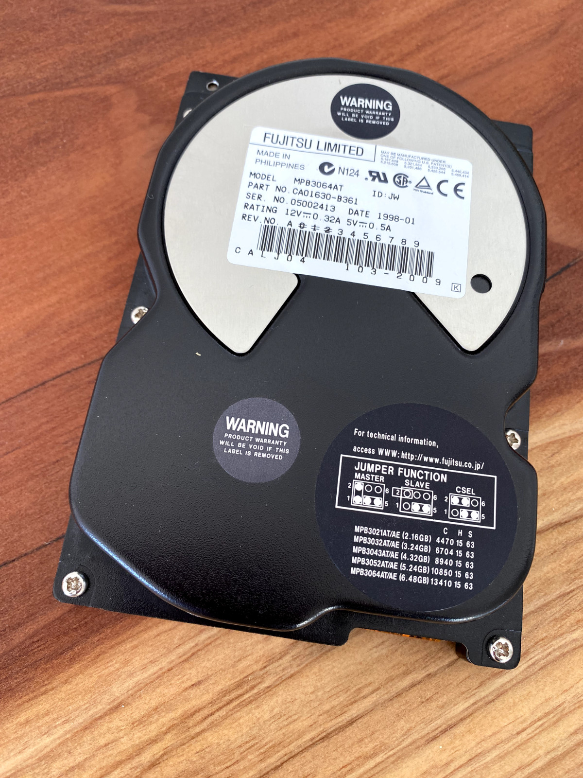 Fujitsu 6.4GB Internal 5400RPM 3.5" (MPB3064AT) HDD