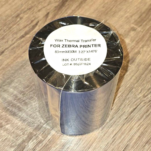 Wax Thermal Transfer Ribbon for Zebra 3.27"x1476" Blue Thermal Transfer (4)Count