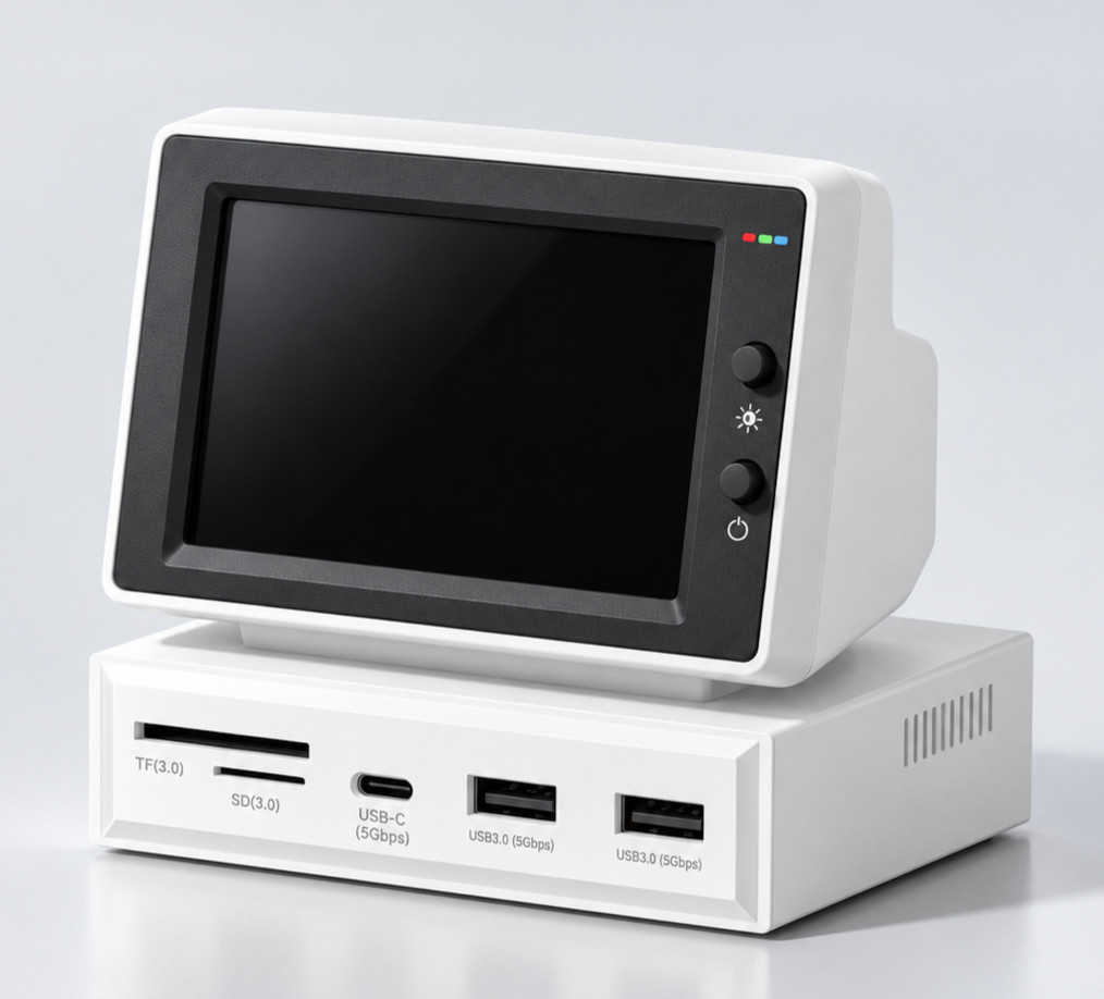 Retro Mini PC IPS Screen USB C Docking Station 3.5" / 8.9cm AIDA64 Sub Display