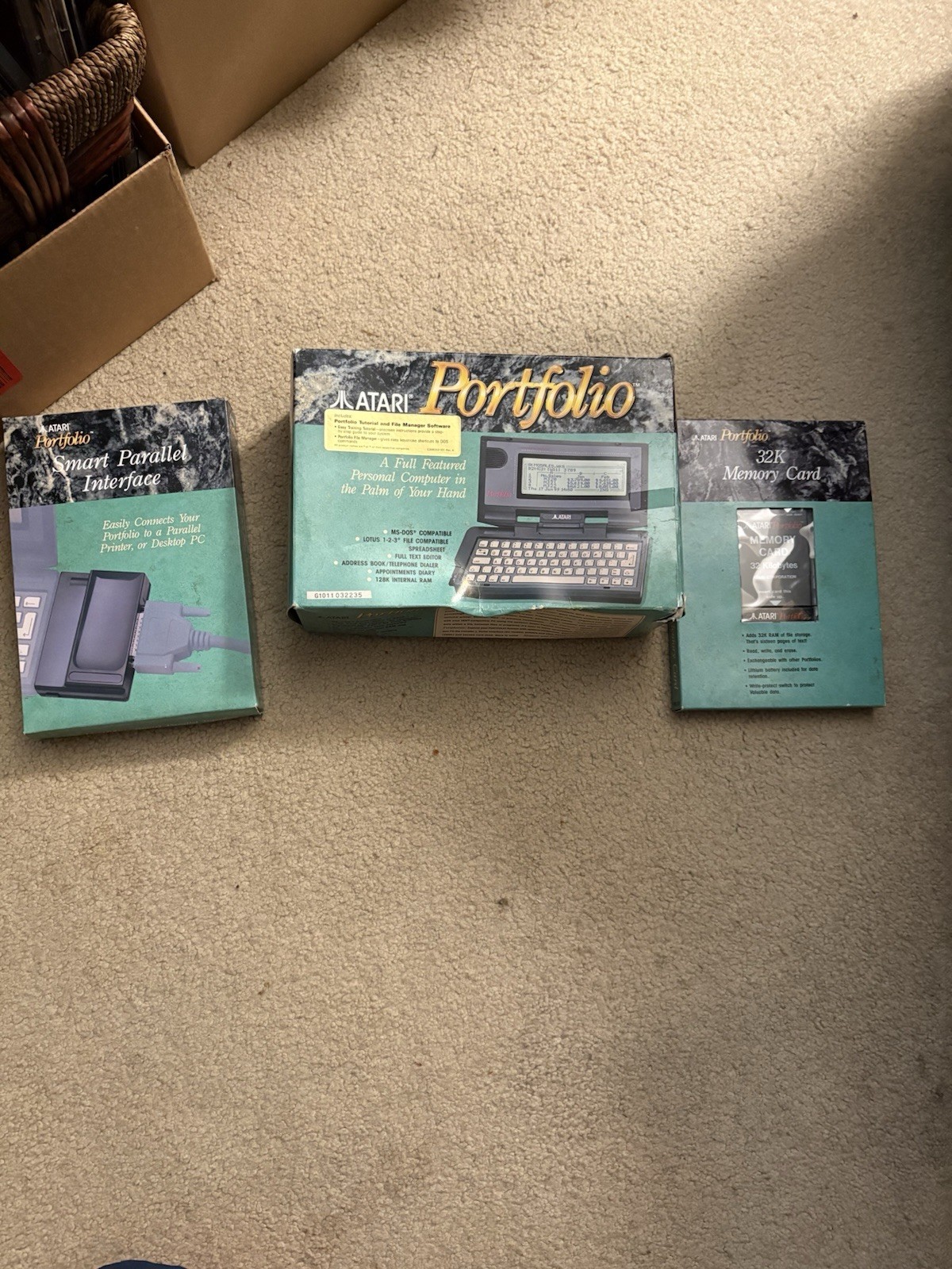 Atari Portfolio HPC-004 W/Parallel Interface Memory Card Retro PC WORKING In Box