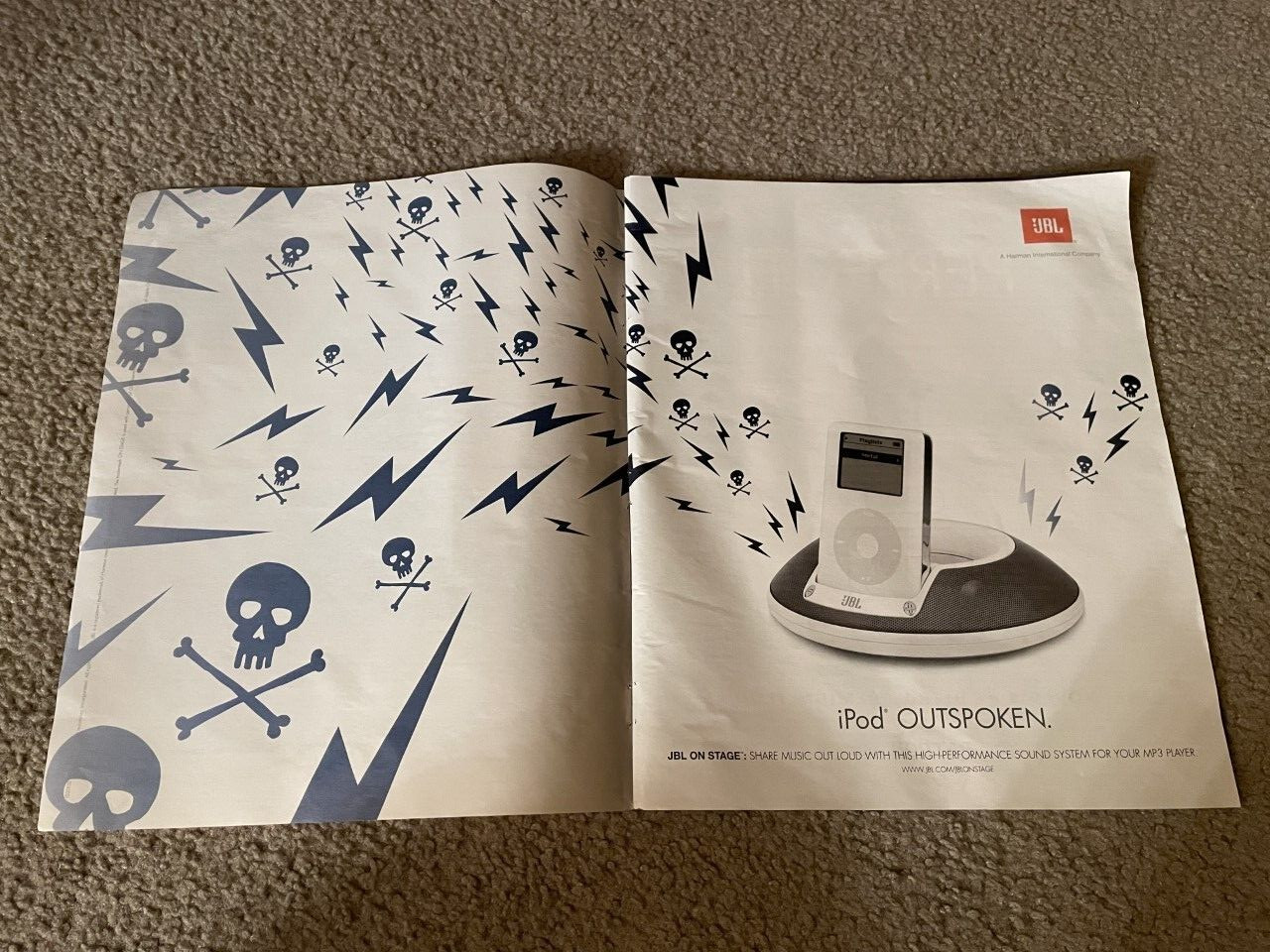 Vintage 2005 APPLE iPOD OUTSPOKEN SOUND SYSTEM Poster Print Ad WHITE
