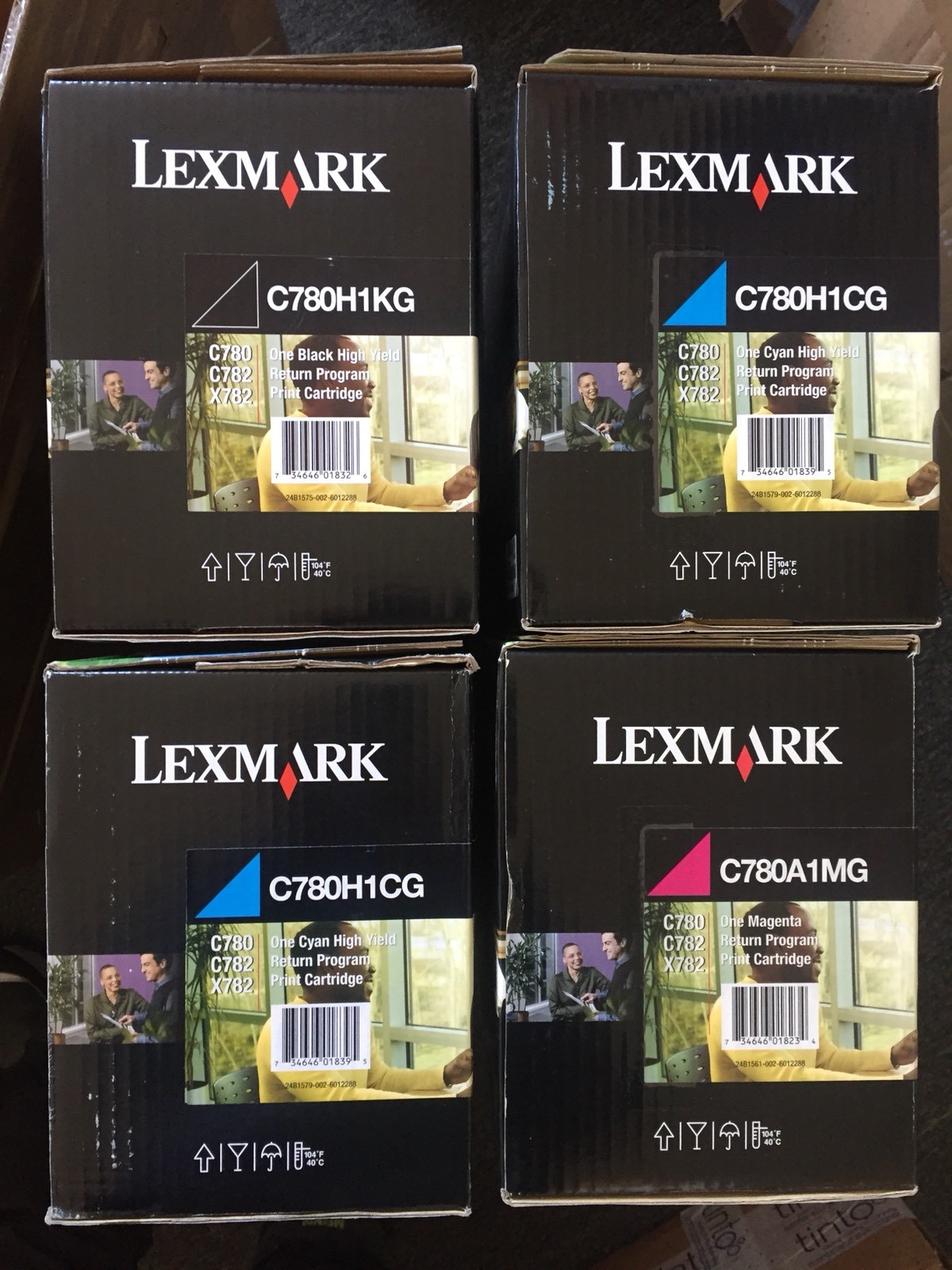 4 x Genuine Lexmark Toner C780n C782n C782dn C782dtn X782e / C780H1KG -C780H1YG
