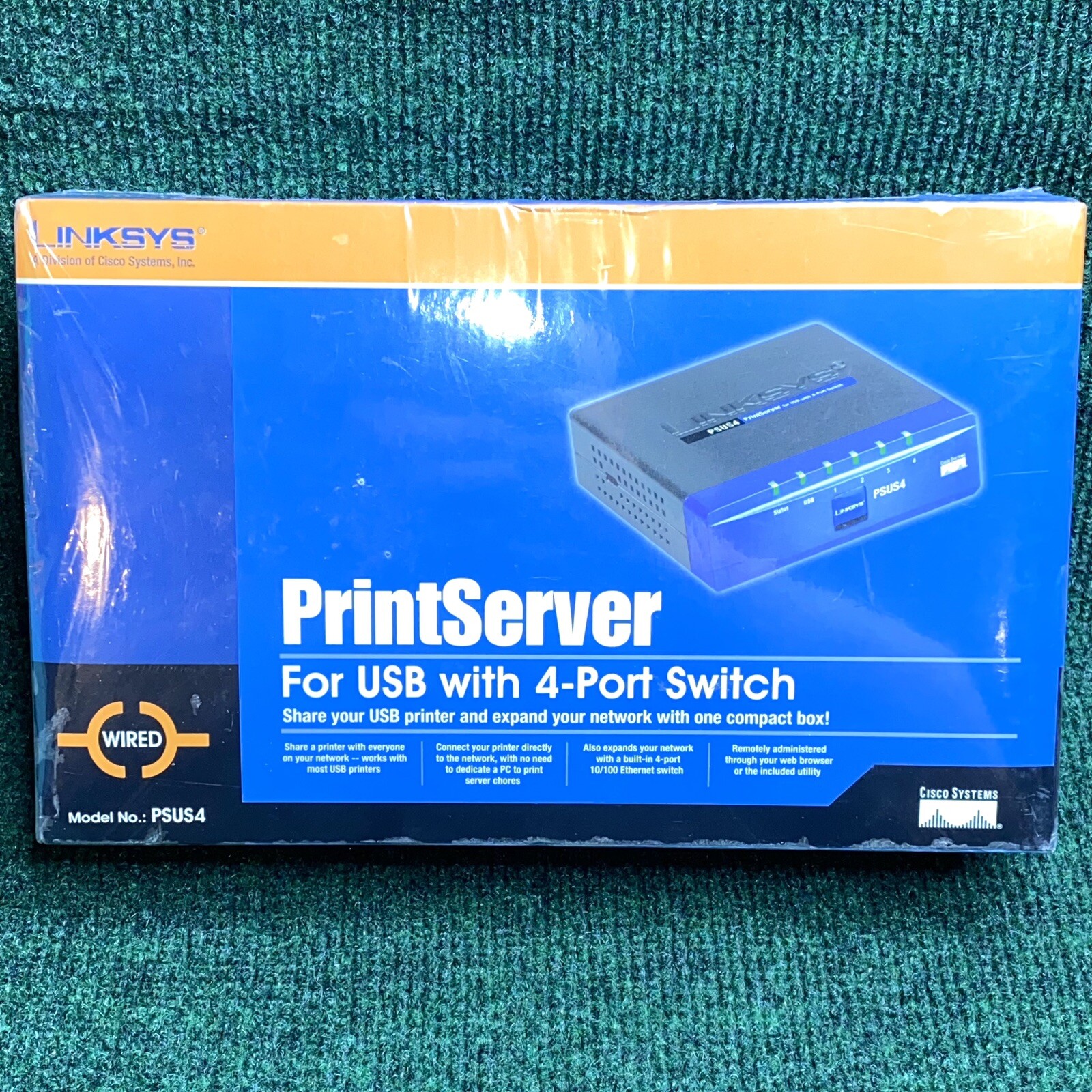Cisco Linksys ~ PrintServer For USB With 4-Port Switch PSUS4 ~ New & Sealed