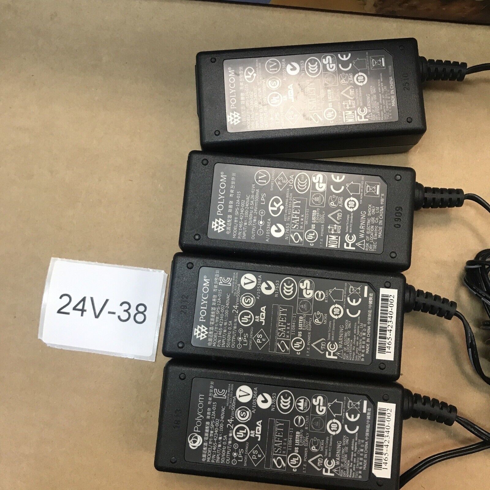 LOT OF 4 POLYCOM SPS-12A-015 IP PHONE POWER SUPPLIES 24VDC 0.5A 1465-42340-002