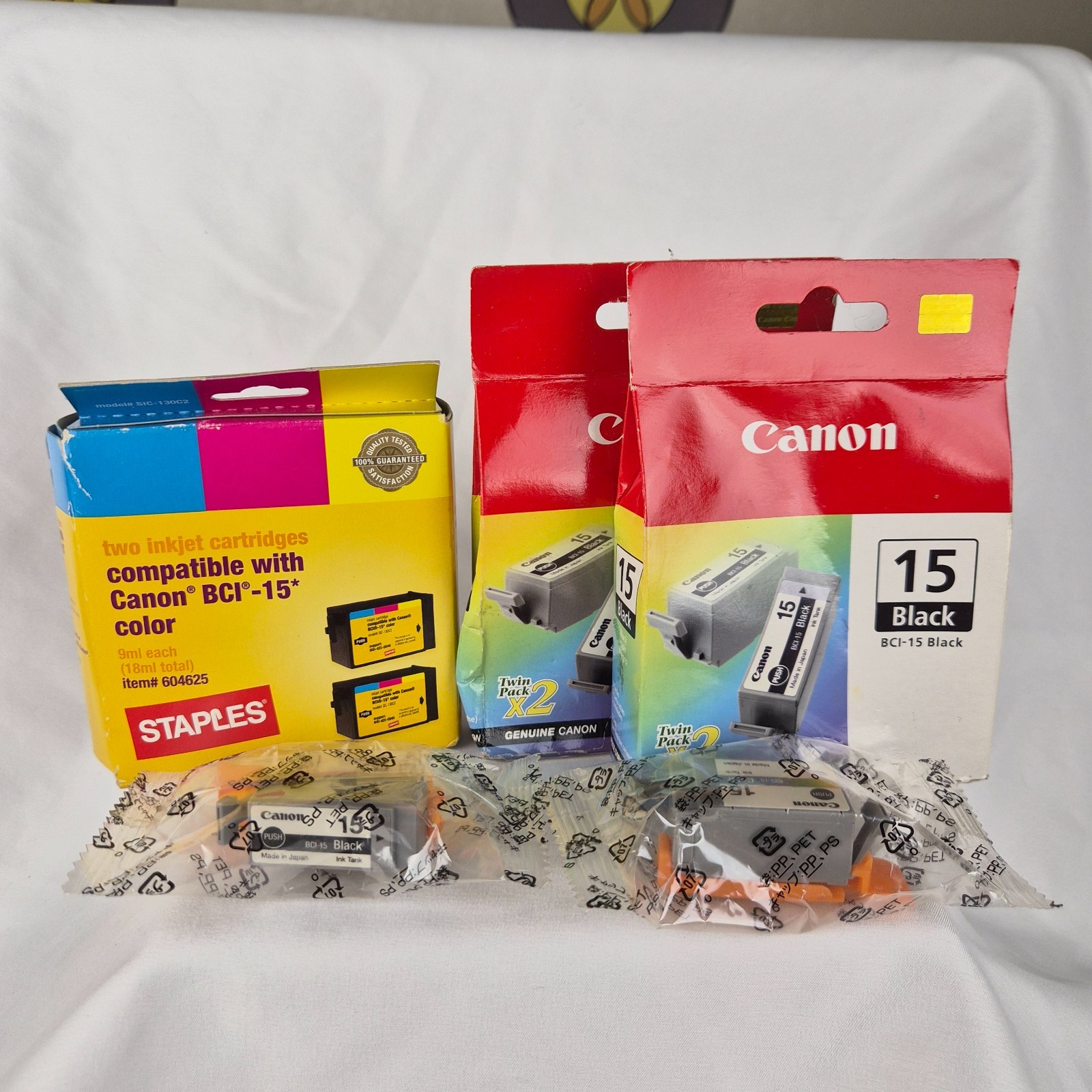 Canon Ink 8 Cartridge Lot - 5 Black & 2 Color Cartridges - Brand New