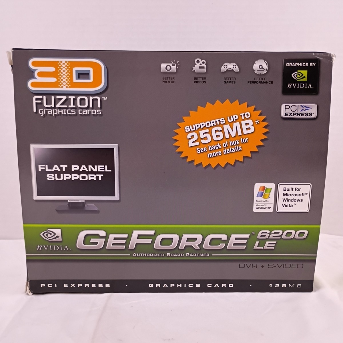 3D Fuzion Nvidia GeForce 6200LE PCI Express Graphics Card 128MB Open Box