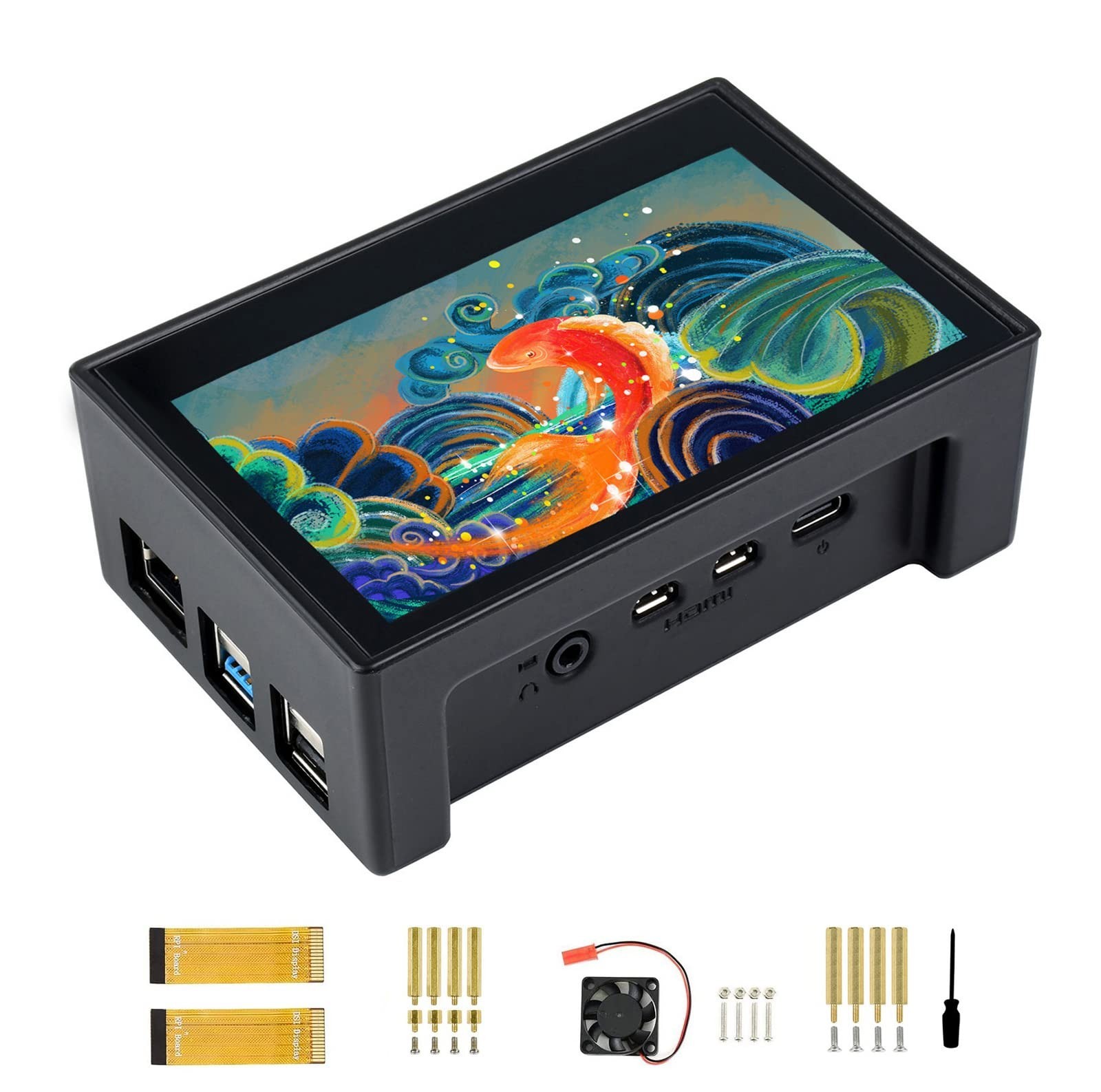 Waveshare 4.3 Inch Touch Screen DSI LCD with Case for Raspberry Pi 4B, 800×