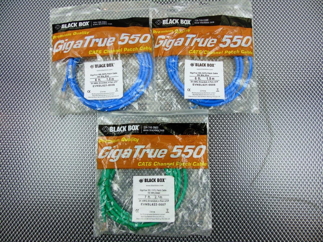 Lot of 3 - Black Box Giga Try 550 CAT6 Channel Patch Cable 550 MHz 6Ft 7Ft