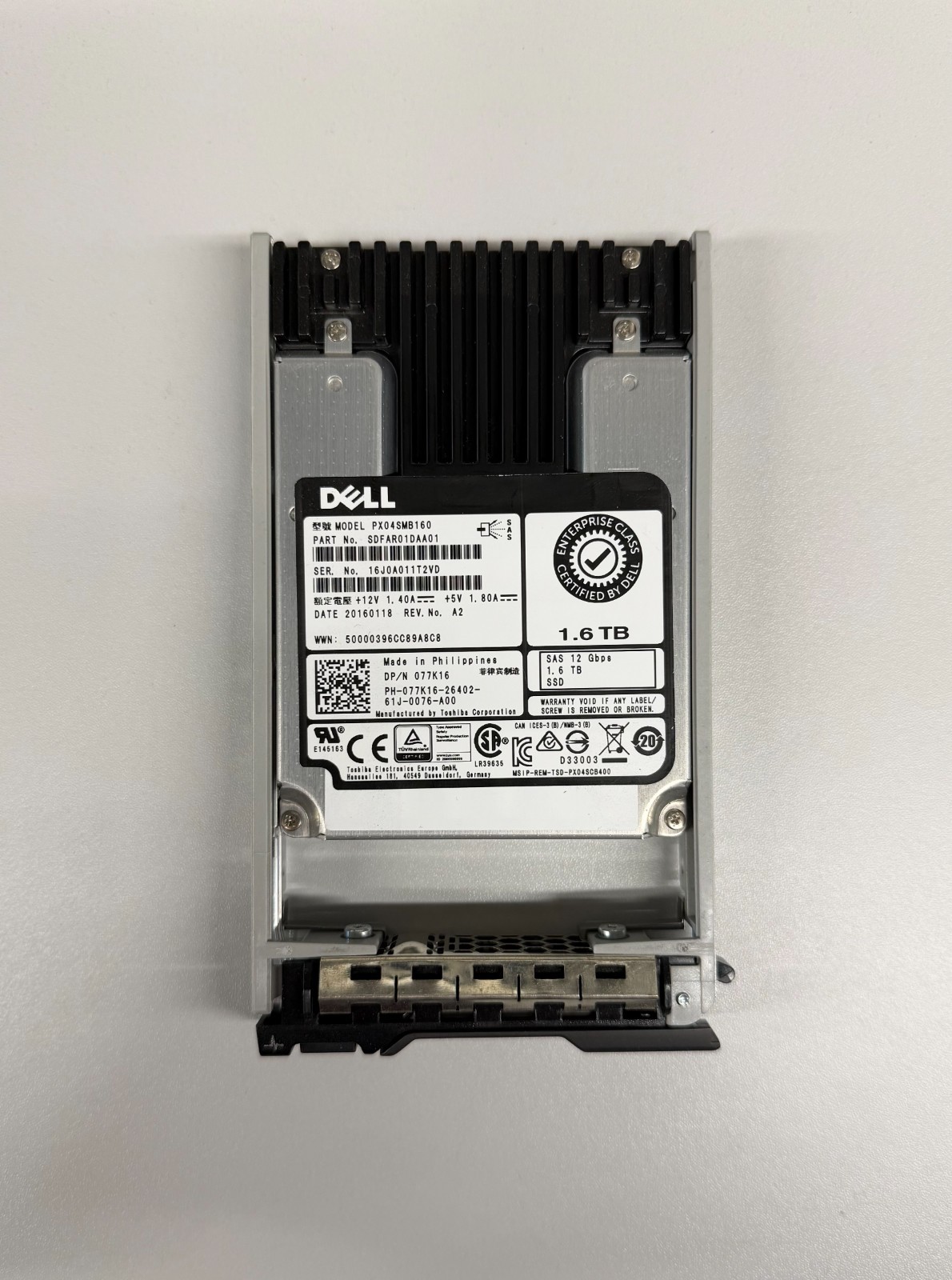 77K16 DELL TOSHIBA 1.6TB 12G SAS 2.5" SFF SSD SOLID STATE DRIVE PX04SMB160