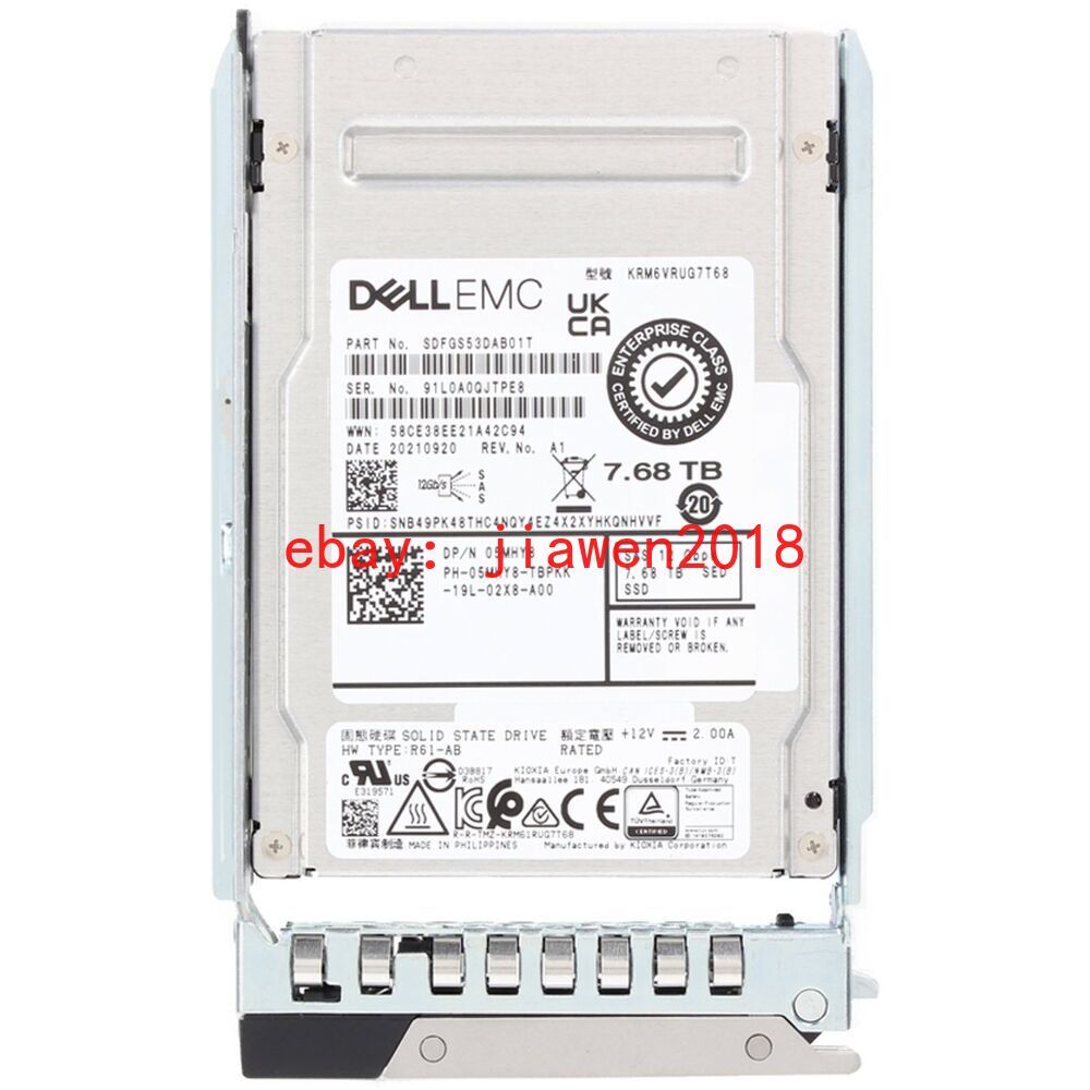 5MHY8 DELL EMC 7.68TB SAS 12Gbps Read Intensive SED 512e 2.5" SSD KRM6VRUG7T68