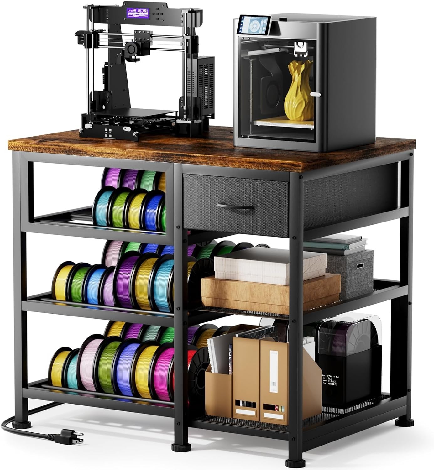 3D Printer Stand with Filament Storage Rack, Heavy Duty 3D Printer Table with Po