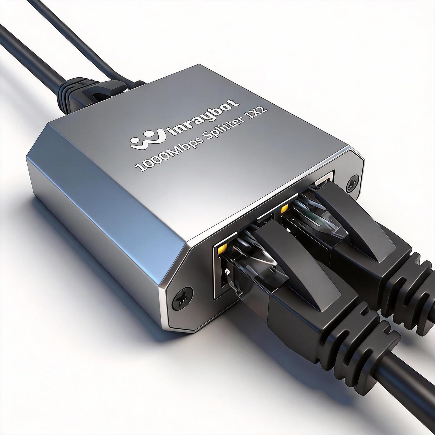 Gray RJ45 Ethernet Splitter 1 To 2 1000Mbps High Speed LAN Switch Cat 58