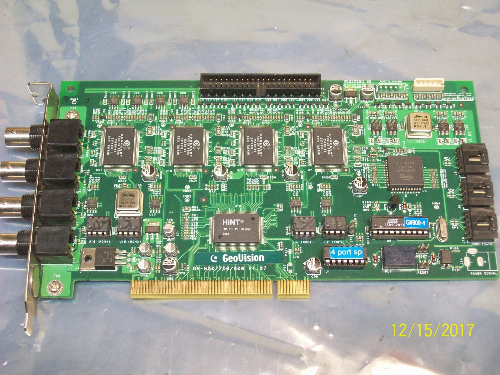 GEOVISION CCTV SECURITY VIDEO CAPTURE CARD CIRCUIT BOARD V1.07A, GV-650/750/800 