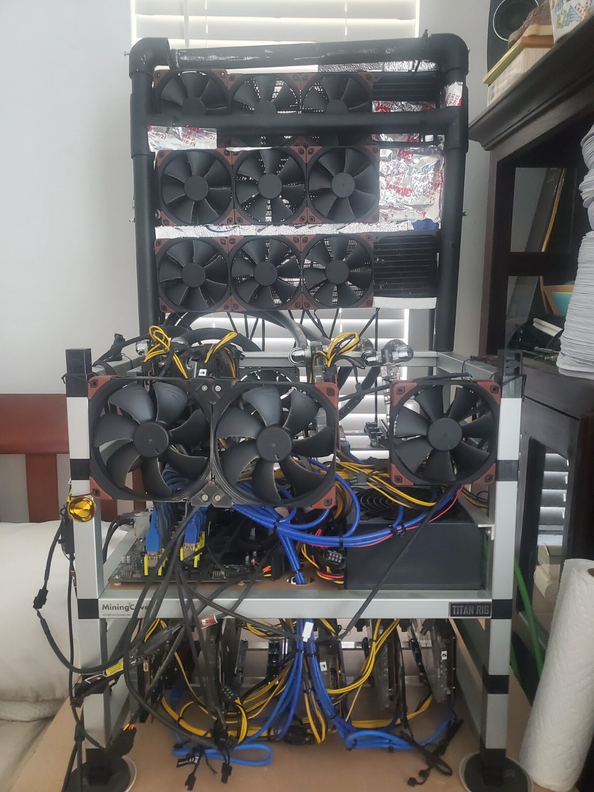 12 GPU Mining Rig with Complete Watercooling System, 3 Rads,Waterblocks Included