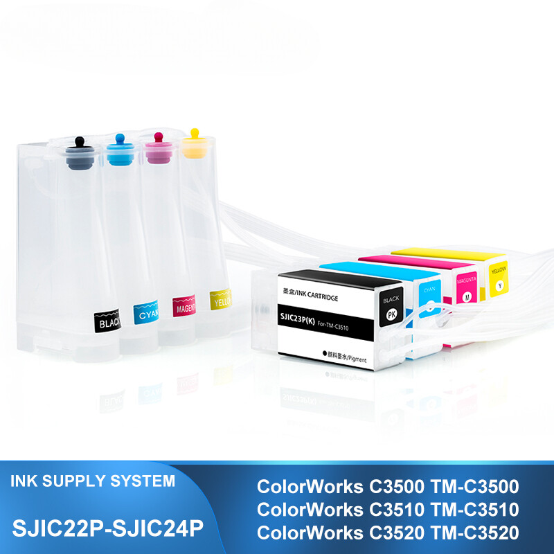 Chipless CISS SJIC22P/SJIC23P/SJIC24P for Epson TM-C3500, TM-C3510, TM-C3520