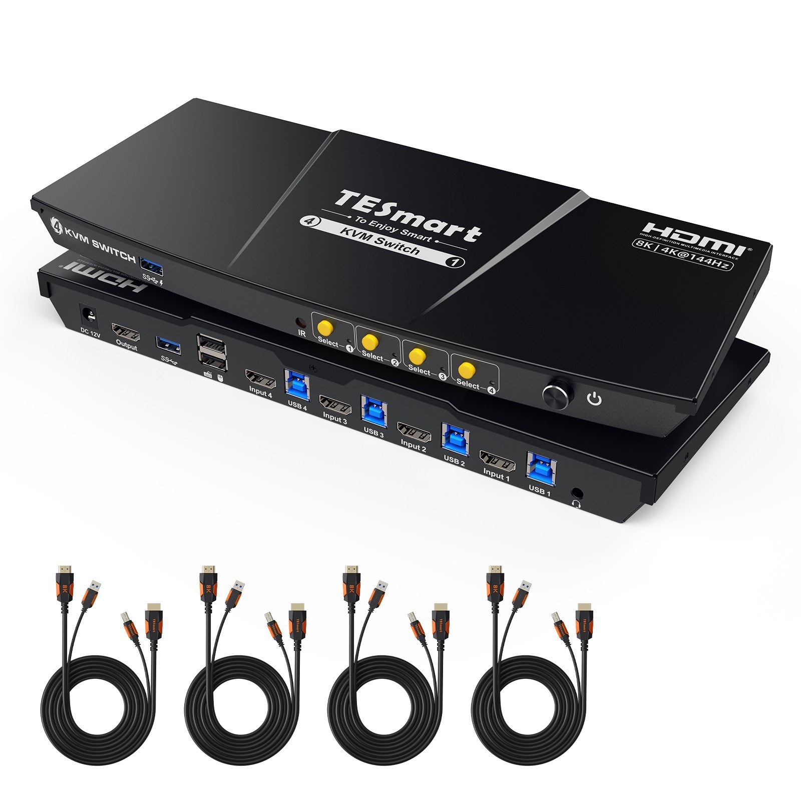 TESmart 8K@60Hz HDMI KVM Switch 4 Port 1 Monitor 4 PCs USB 3.0 w/ ADI Chip, EDID