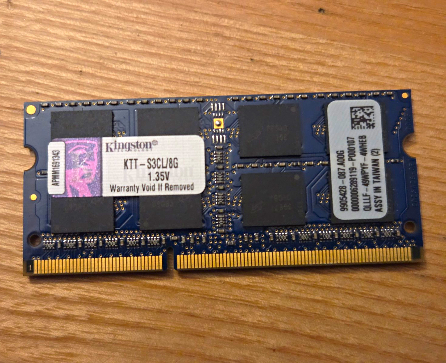 Kingston 8GB 1x8GB DDR3L PC3L SO-DIMM 204-Pin ECC Laptop RAM KTT-S3CL/8G