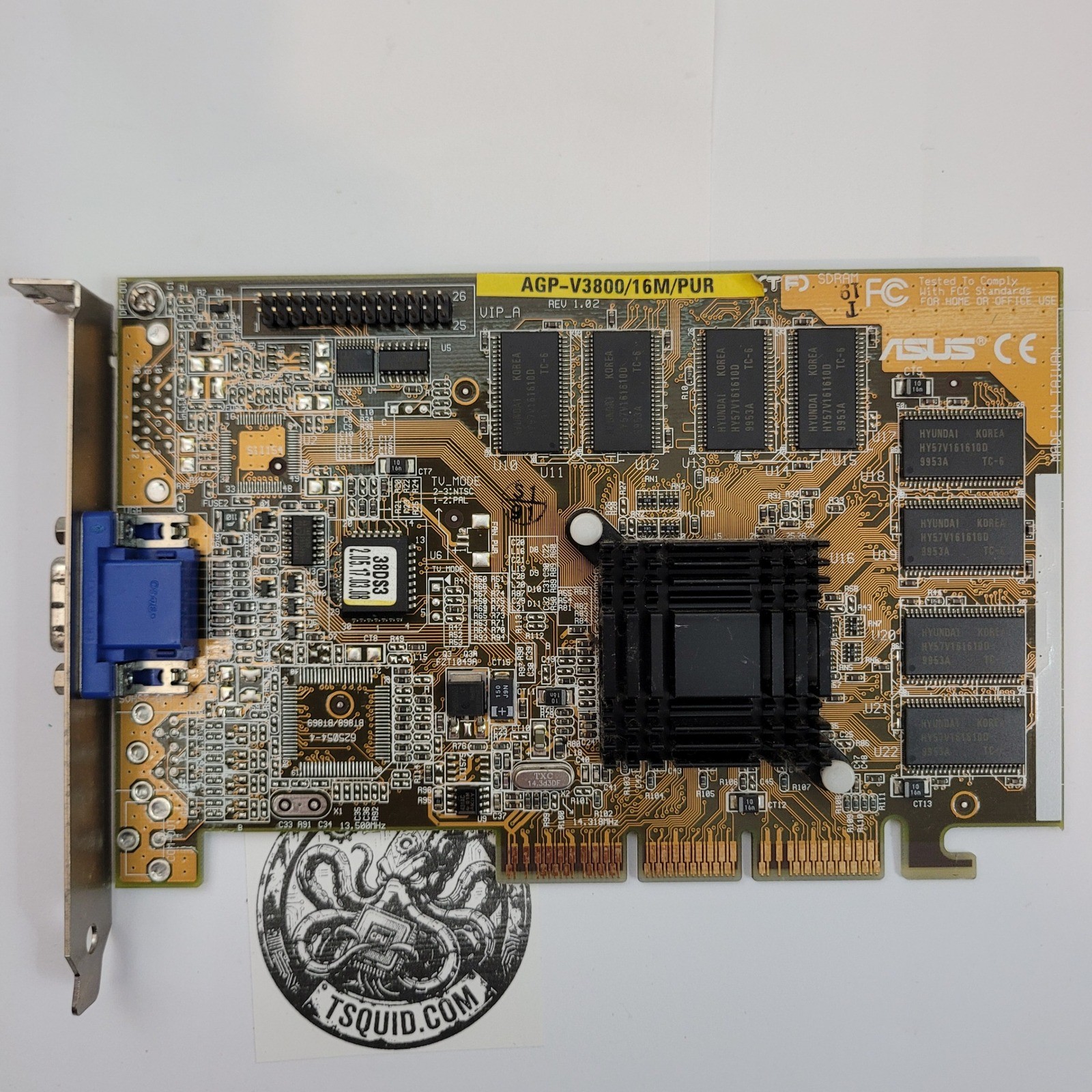 ASUS AGP-V3800/16M/PUR NVIDIA RIVA TNT2 16MB AGP Graphics Card Rev 1.02