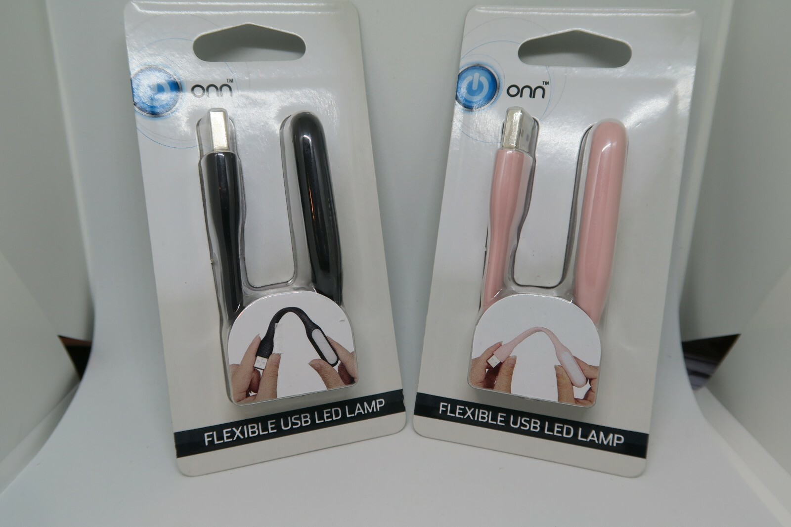 BRAND NEW ONN Flexible USB LED Lamp Lot of 2 Nightlight Black & Pink
