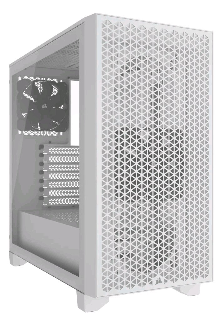 CORSAIR 3000D AIRFLOW Mid-Tower PC Case, White, With 2 Elite Fans