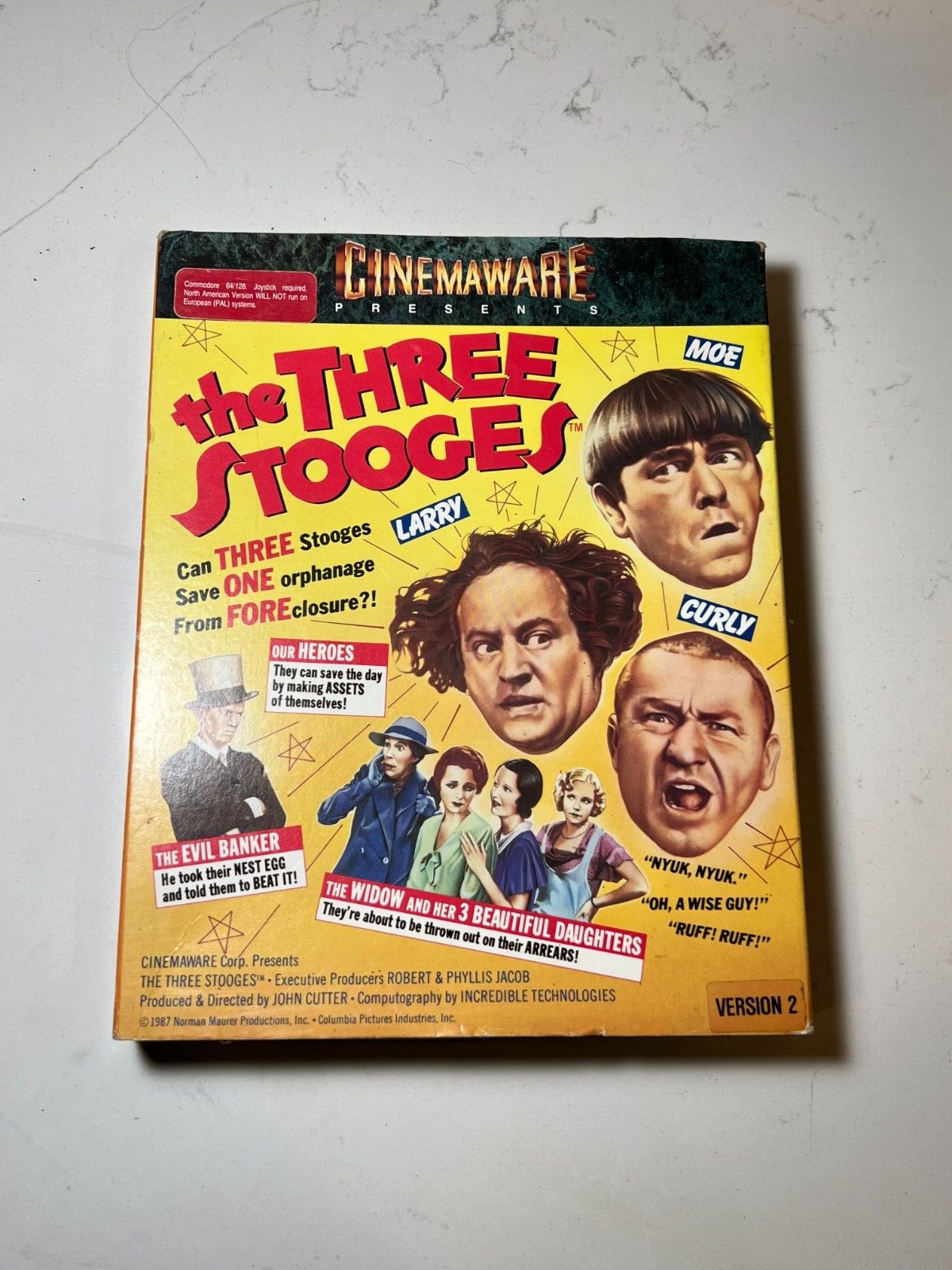 The Three Stooges Cinemaware Commodore 64/128 Computer Game Floppy Disk UNTESTED