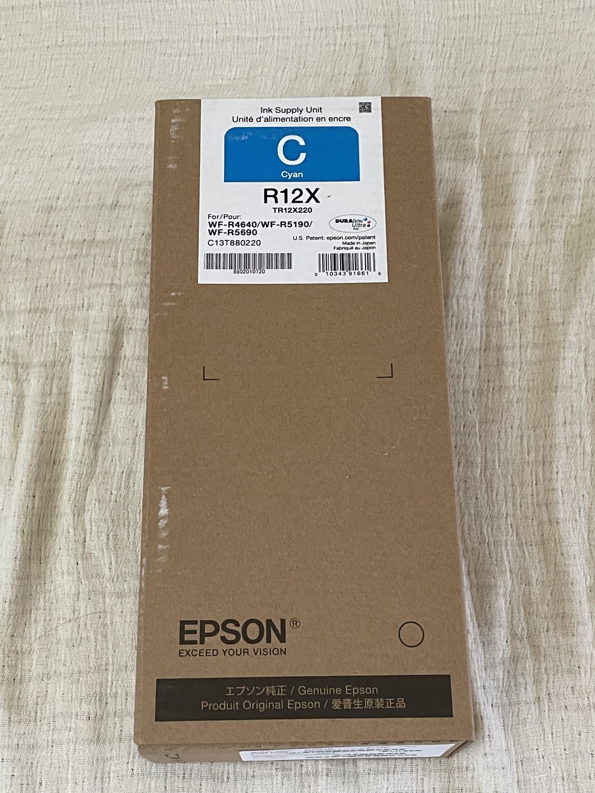 Epson Genuine R12X Ink Supply Cyan For Pro WF-R4640 WF-R5190 WF-5690  Exp 4/2027