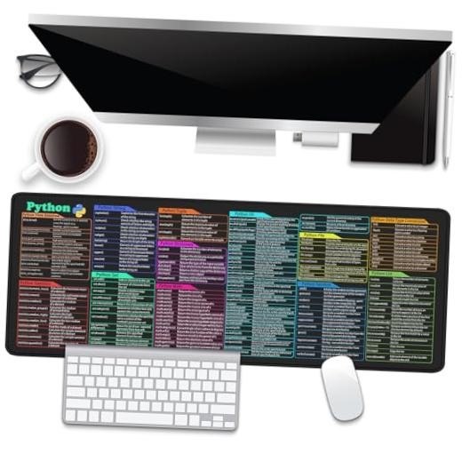 Python Commands Shortcuts Mouse Pad Desk Pad,XL Cheat Sheet Python 80x30