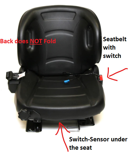 8 SERIES TOYOTA FORKLIFT VINYL SEAT with Sensor Switch & Seatbelt Switch-NEW