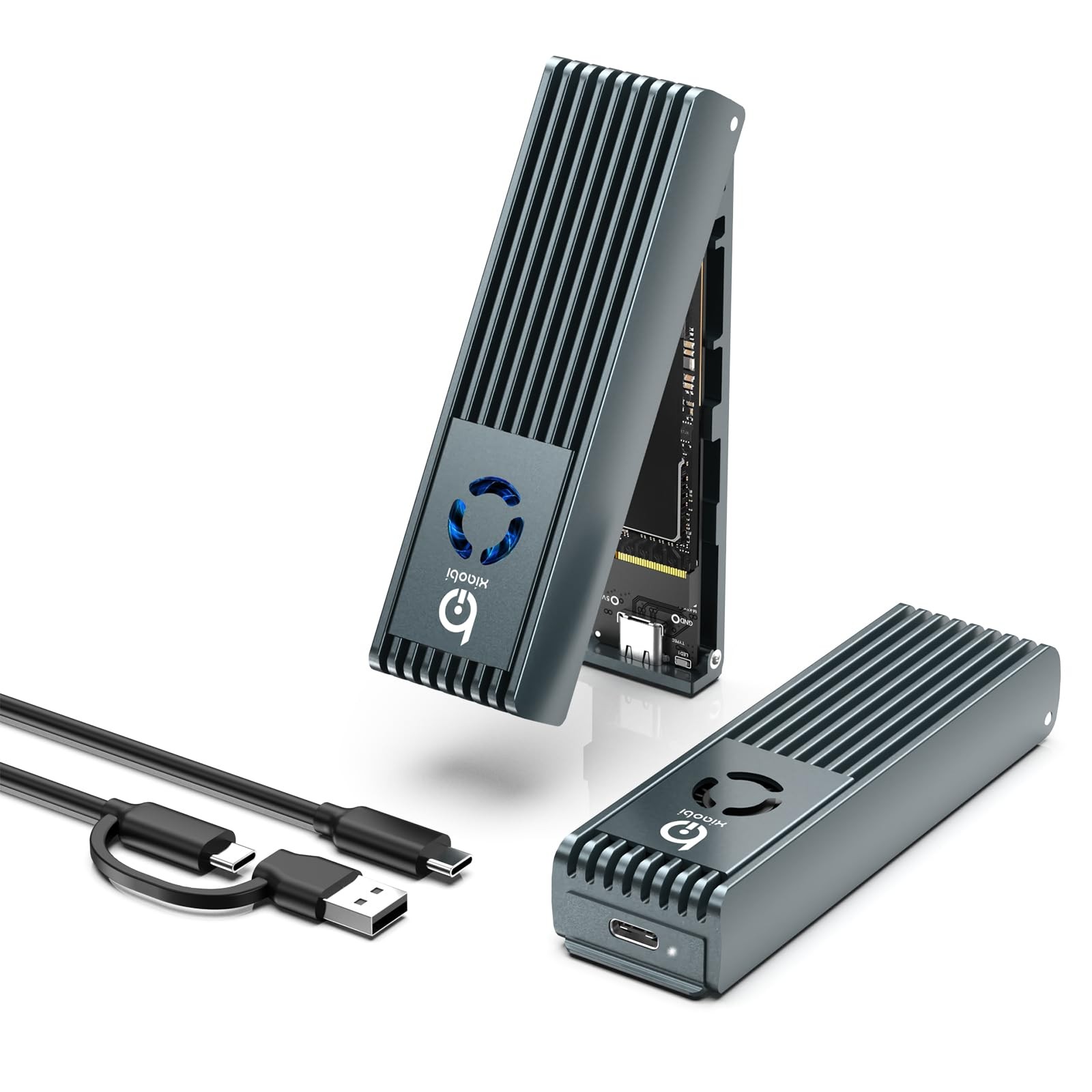 NVMe Enclosure with Cooling Fan, Tool-Free Installation,Full Aluminum Alloy, ...