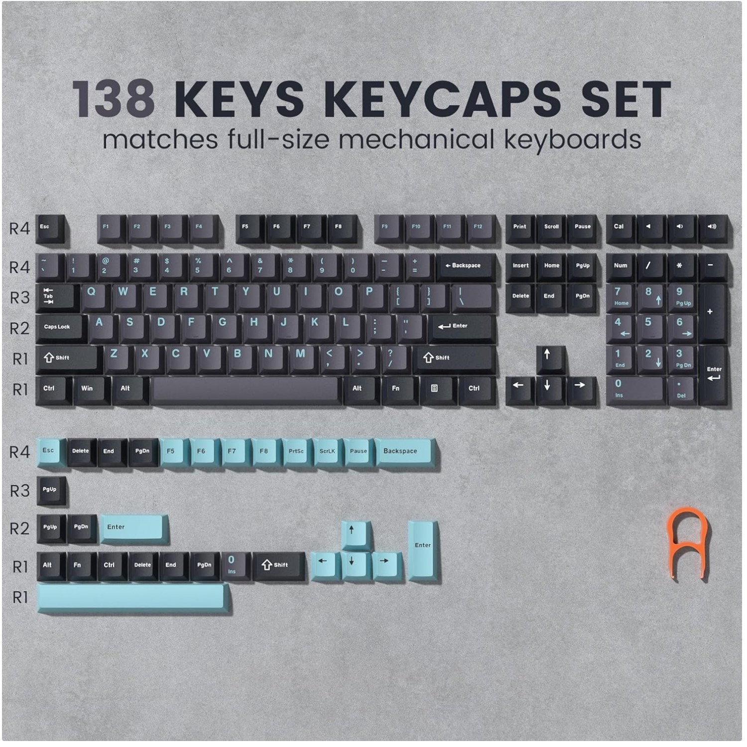 Retro Double Shot PBT Keycaps Set - Blue/Dark Blue