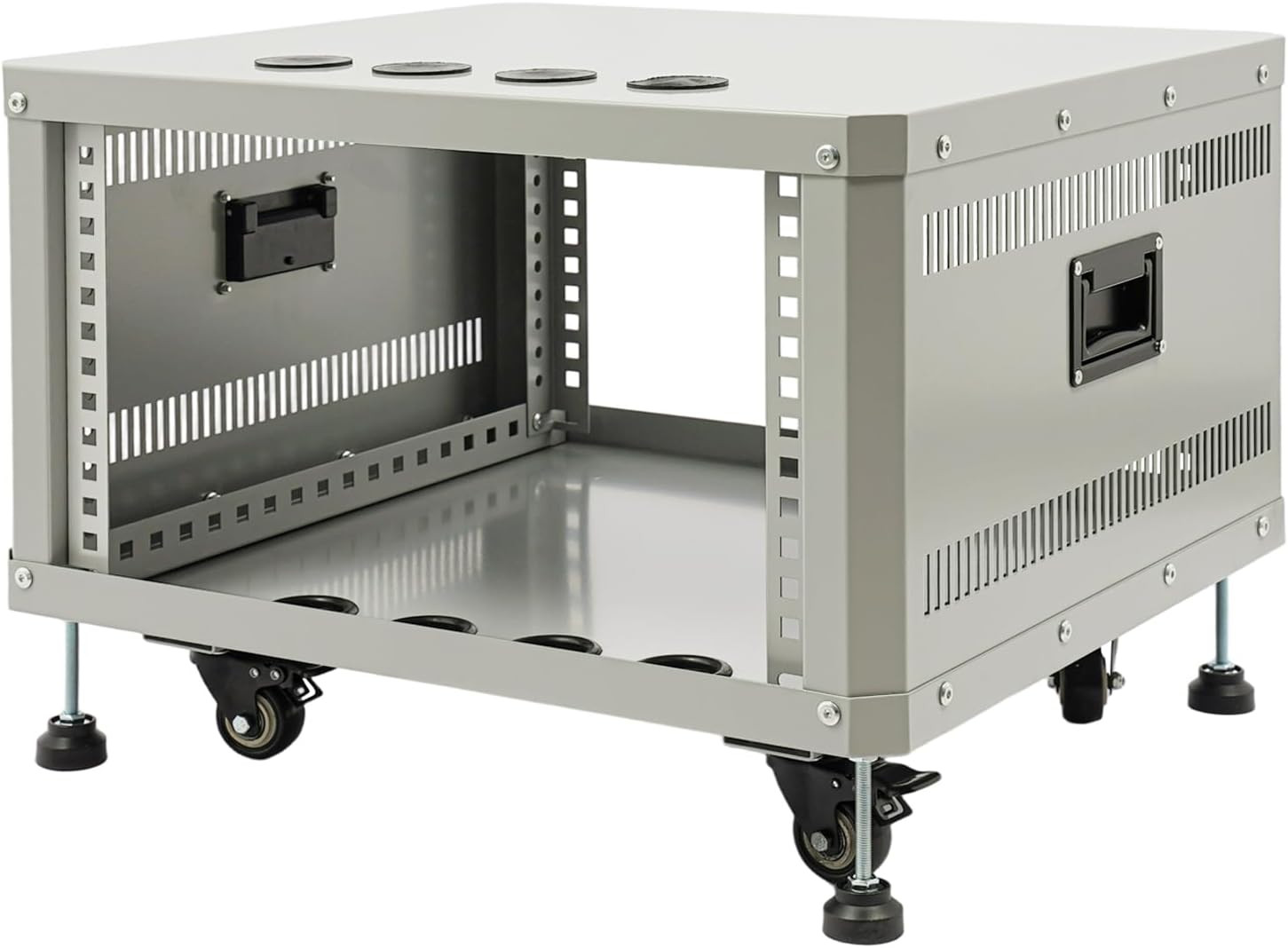 6U Network & Stereo Rack, Universal AV Equipment Rack with Caster Wheels, 22-Inc