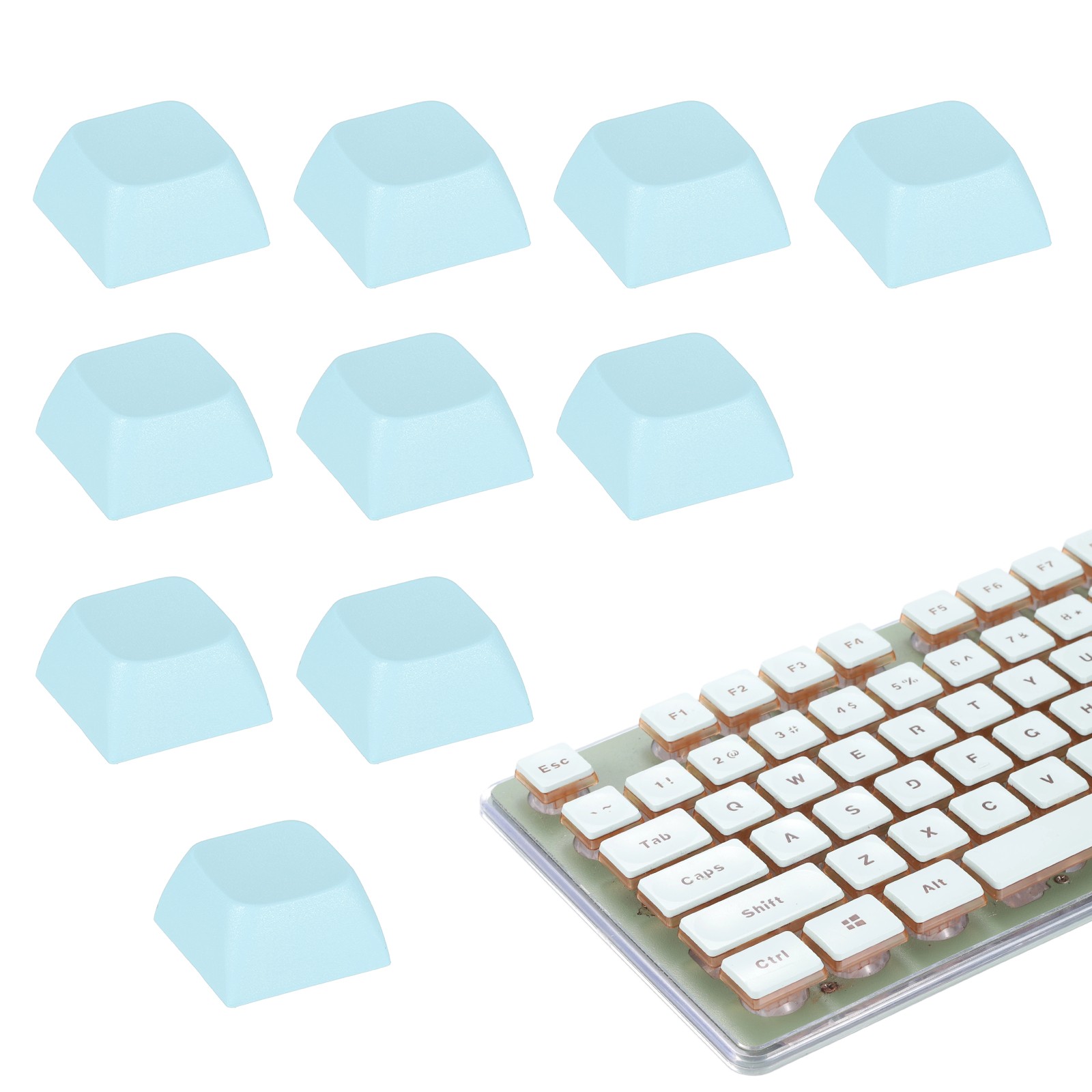 10Pcs XDA Profile Keycap Set PBT Mechanical Numeric Keypads, Light Blue
