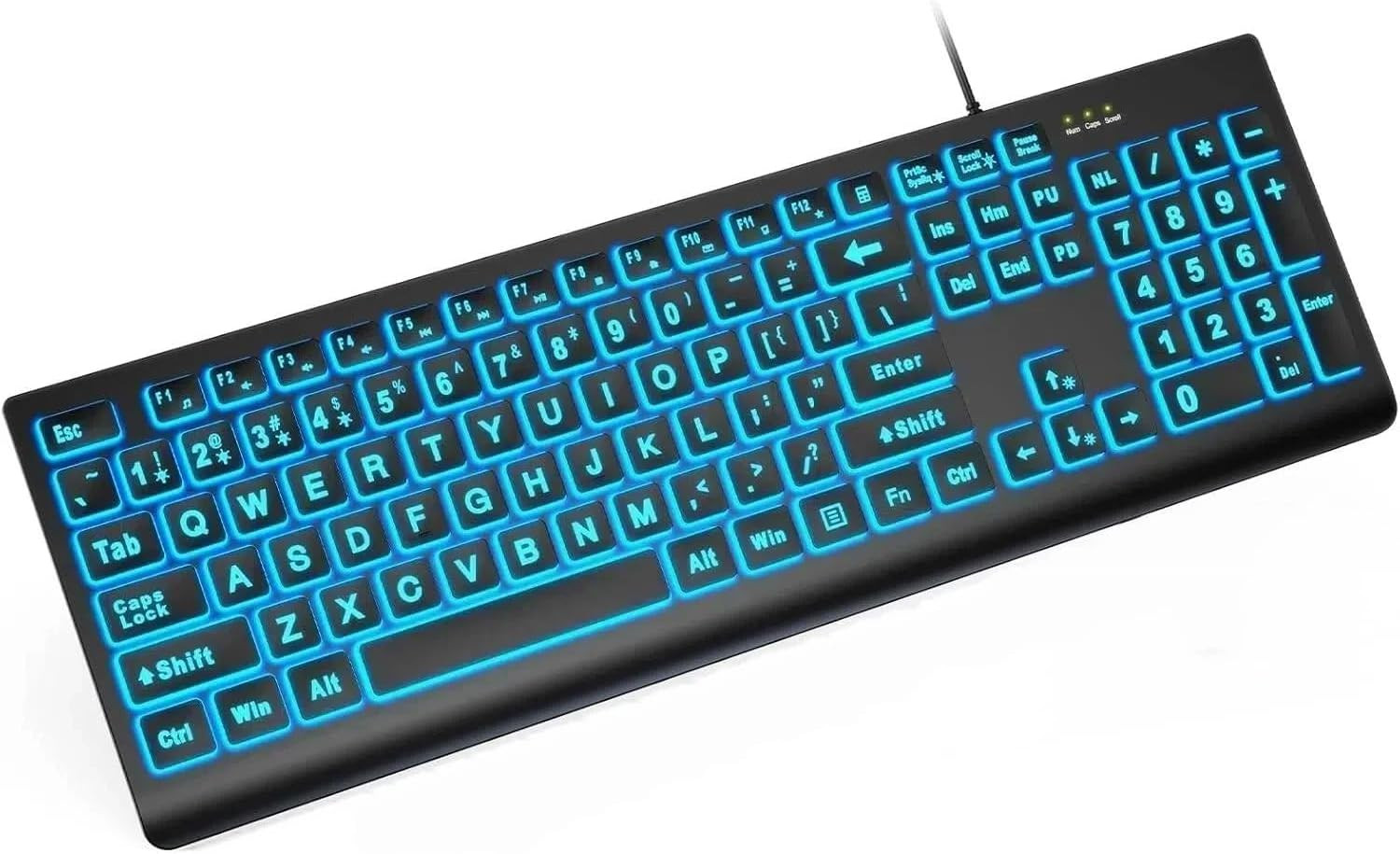 K11PRO Large Print Backlit Keyboard, 3X Larger Font Wired USB Lighted