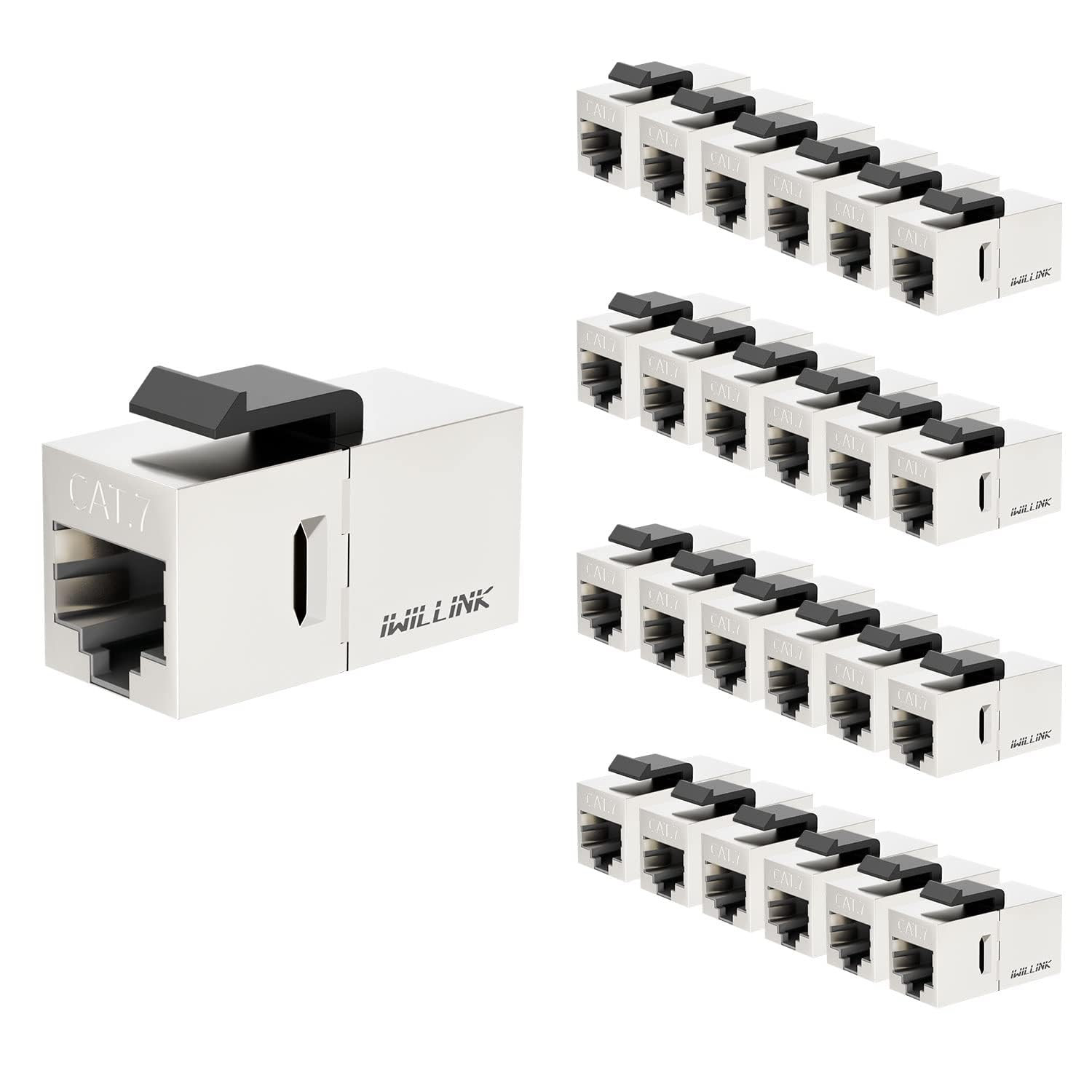 CAT7 Keystone Coupler RJ45 Shielded Ethernet Coupler 25-Pack