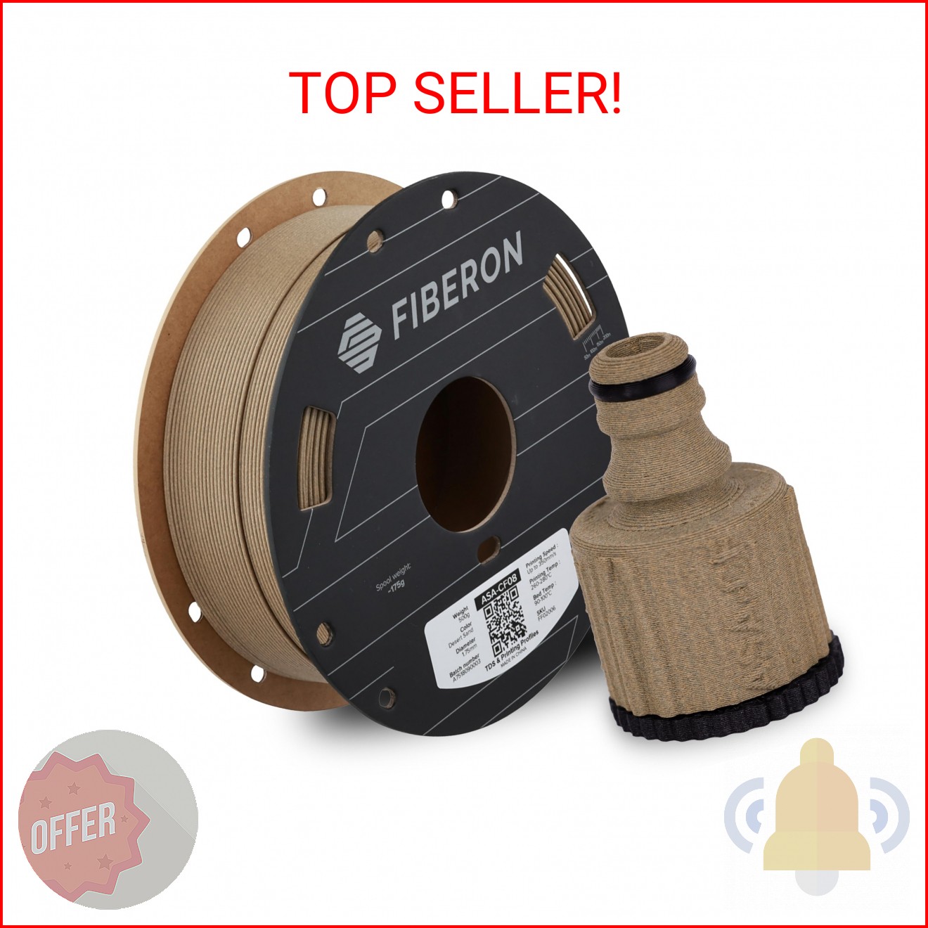 Polymaker Fiberon ASA-CF08 Desert Sand Carbon Fiber 3D Printing Filament 1.75mm 