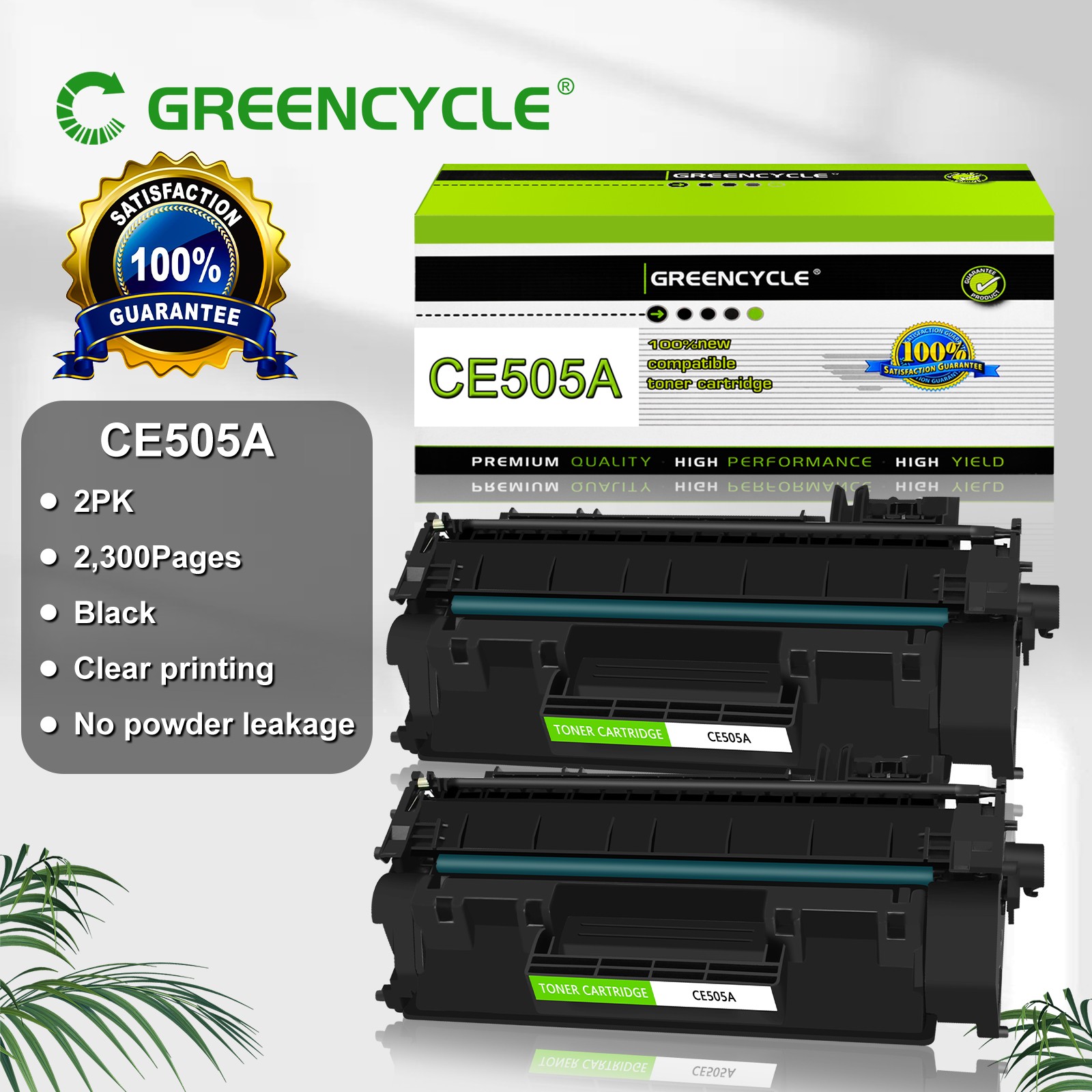 2PACK CE505A /05A Toner Compatible With HP Laserjet P2055dn P2055x