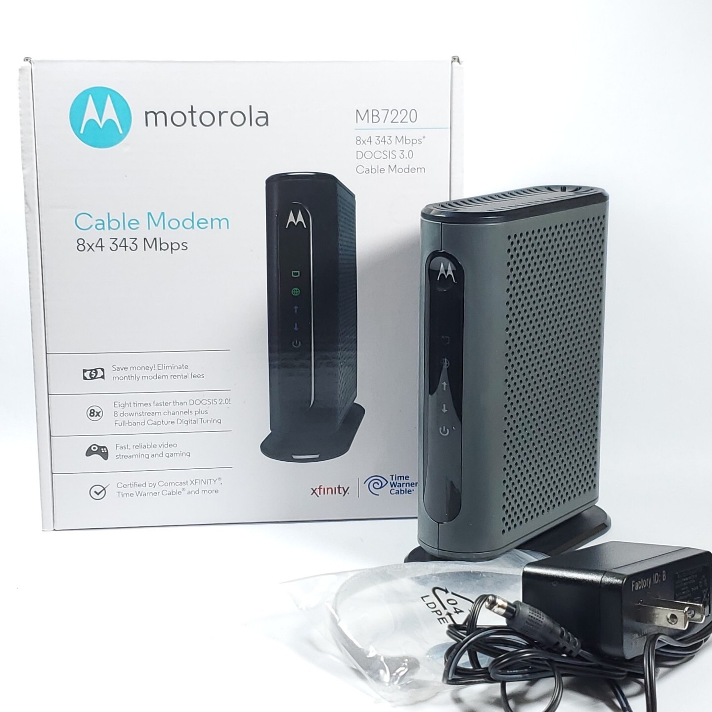 Motorola Cable Modem MB7220 8x4 343 Mbps DOCSIS 3.0 Xfinity