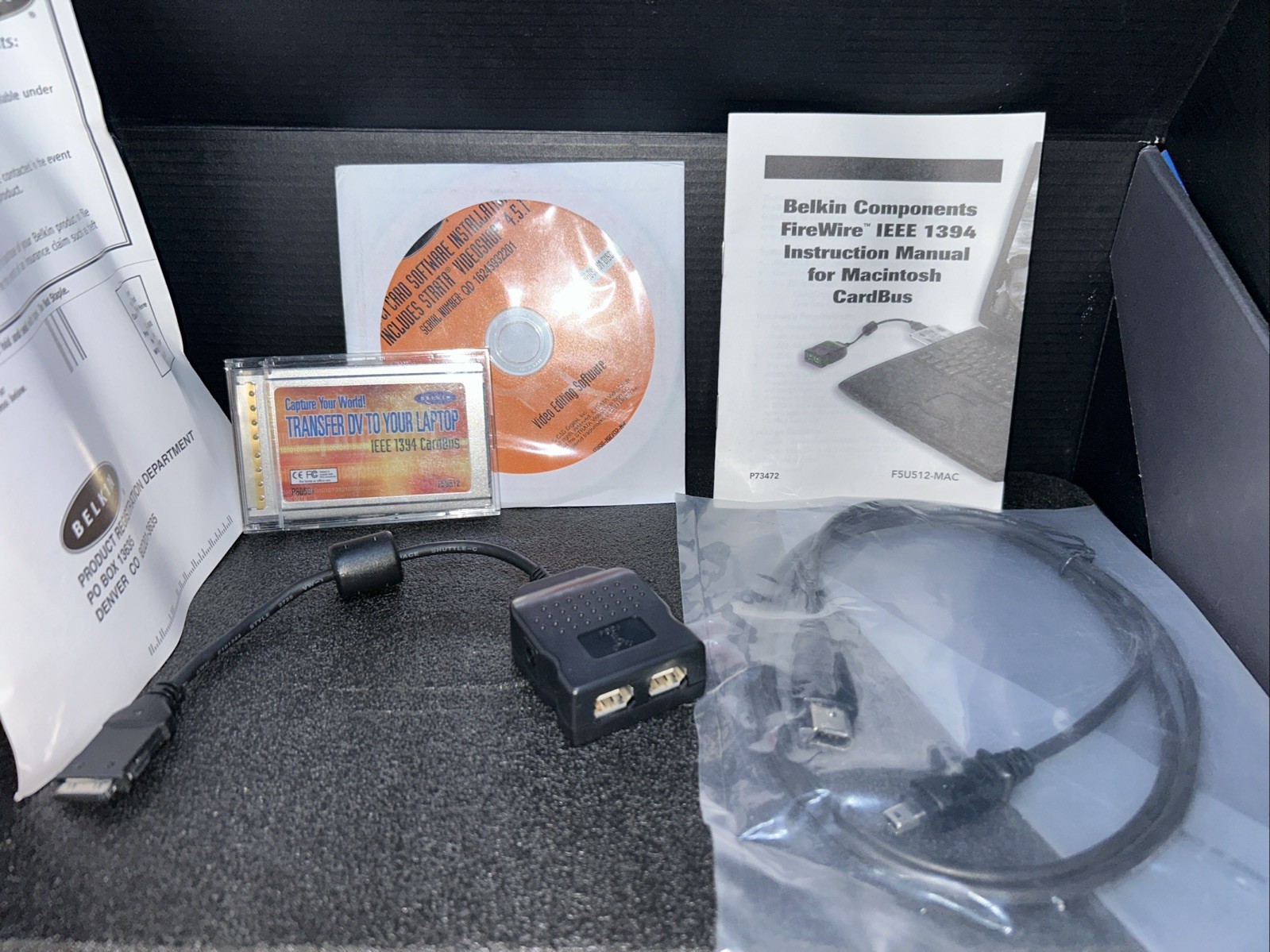 Belkin FireWire IEEE 1394 Cardbus PC Card/Laptop Adapter/Software CD Kit