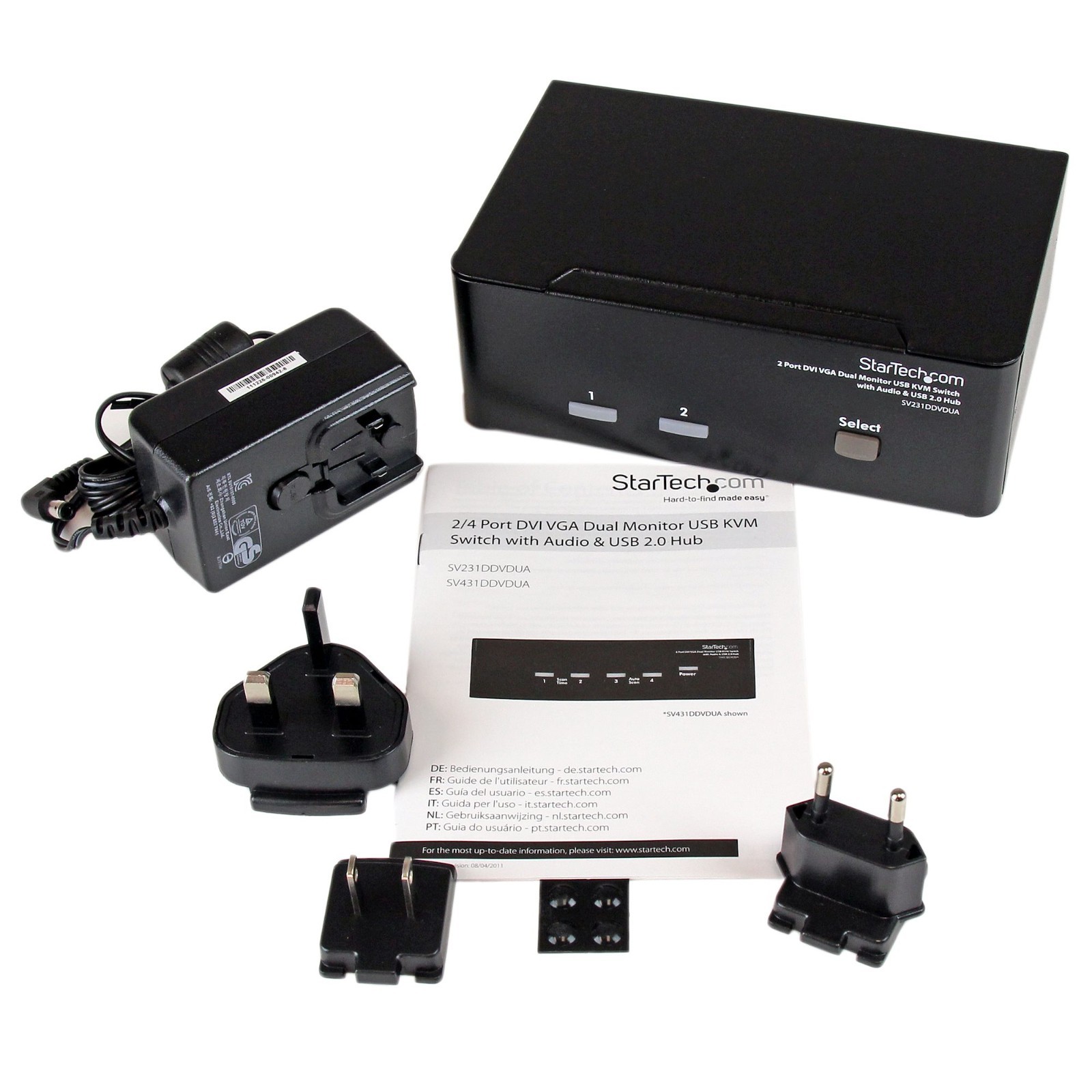 StarTech SV231DDVDUA 2-Port Dual Monitor KVM Switch (DVI + VGA) – USB, Audio, Hi
