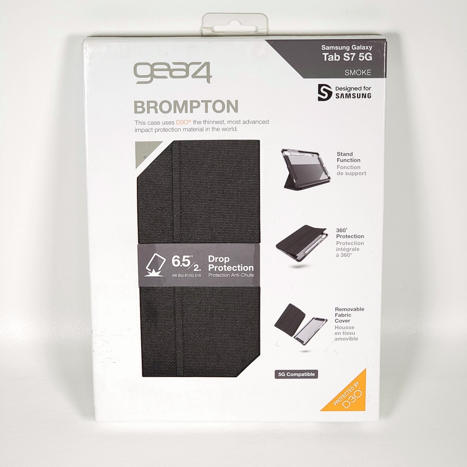 ZAGG Gear4 Brompton Case for Samsung Galaxy Tab S7 5G - Smoke Gray/ Black Clear