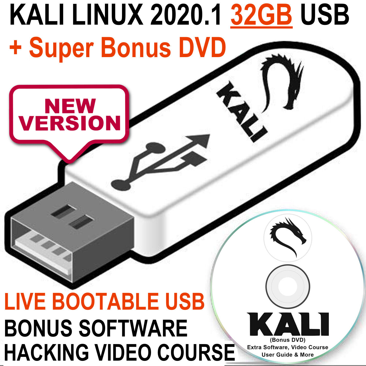 Kali Linux 2020.1 64-bit Live / Install 32GB USB Flash Drive Penetration Testing