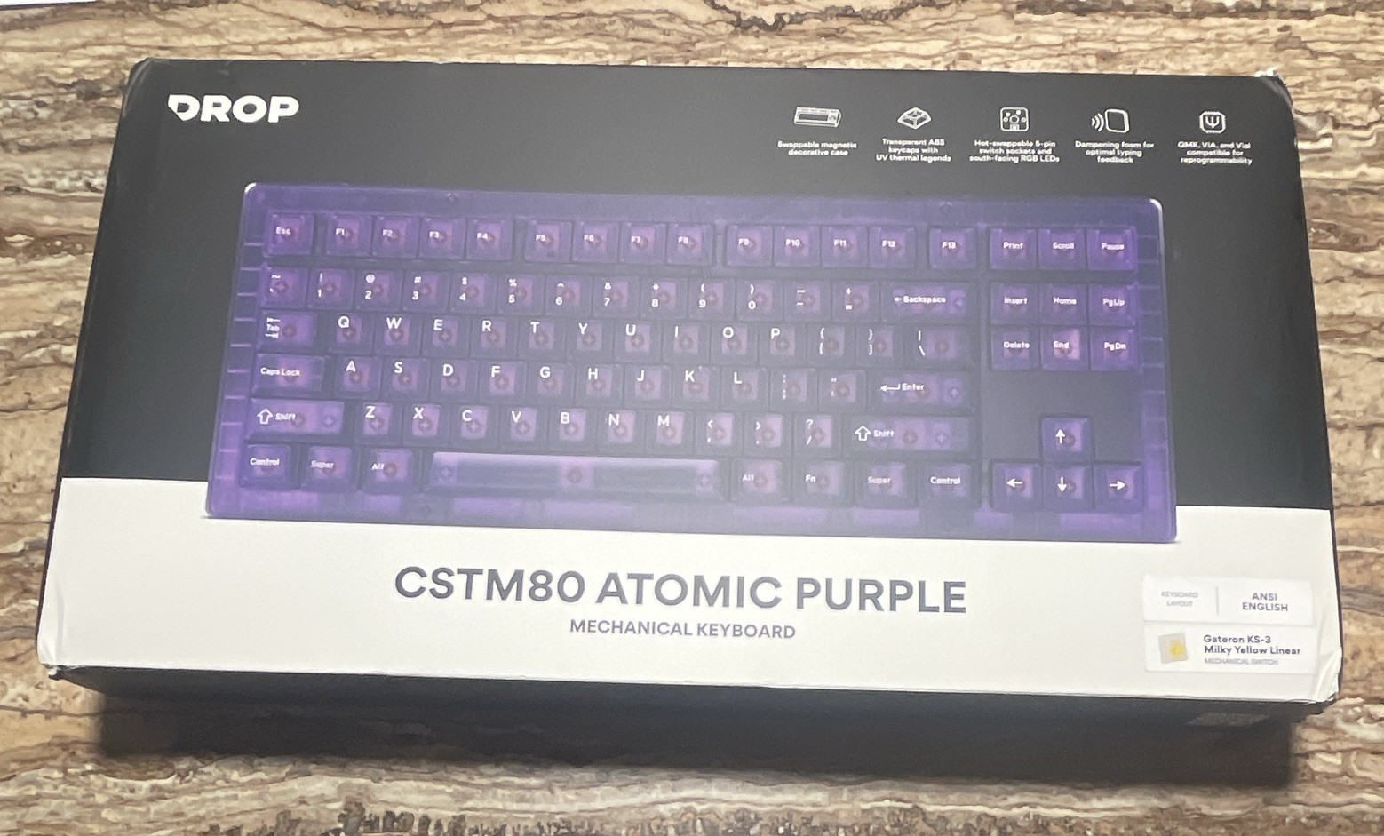 DROP CSTM80 Atomic Purple Wired Mechanical Keyboard ANSI English RGB Hot-Swap